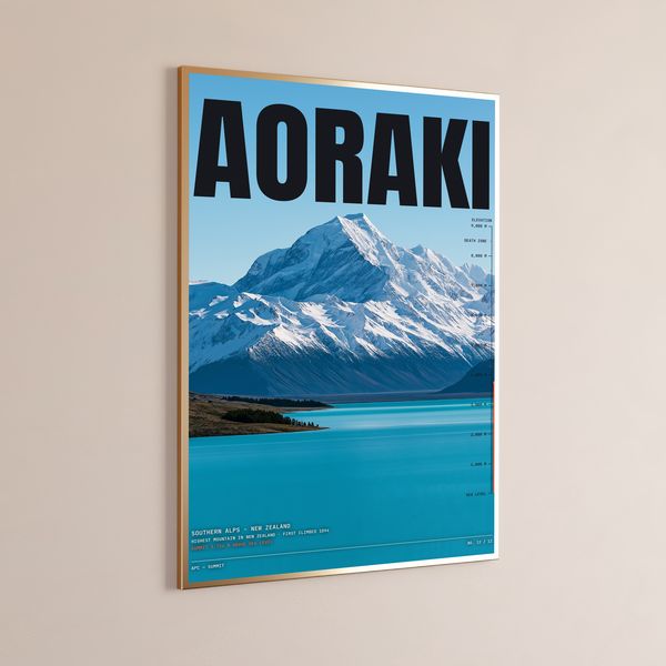 Mount Aoraki Elevation Map Print