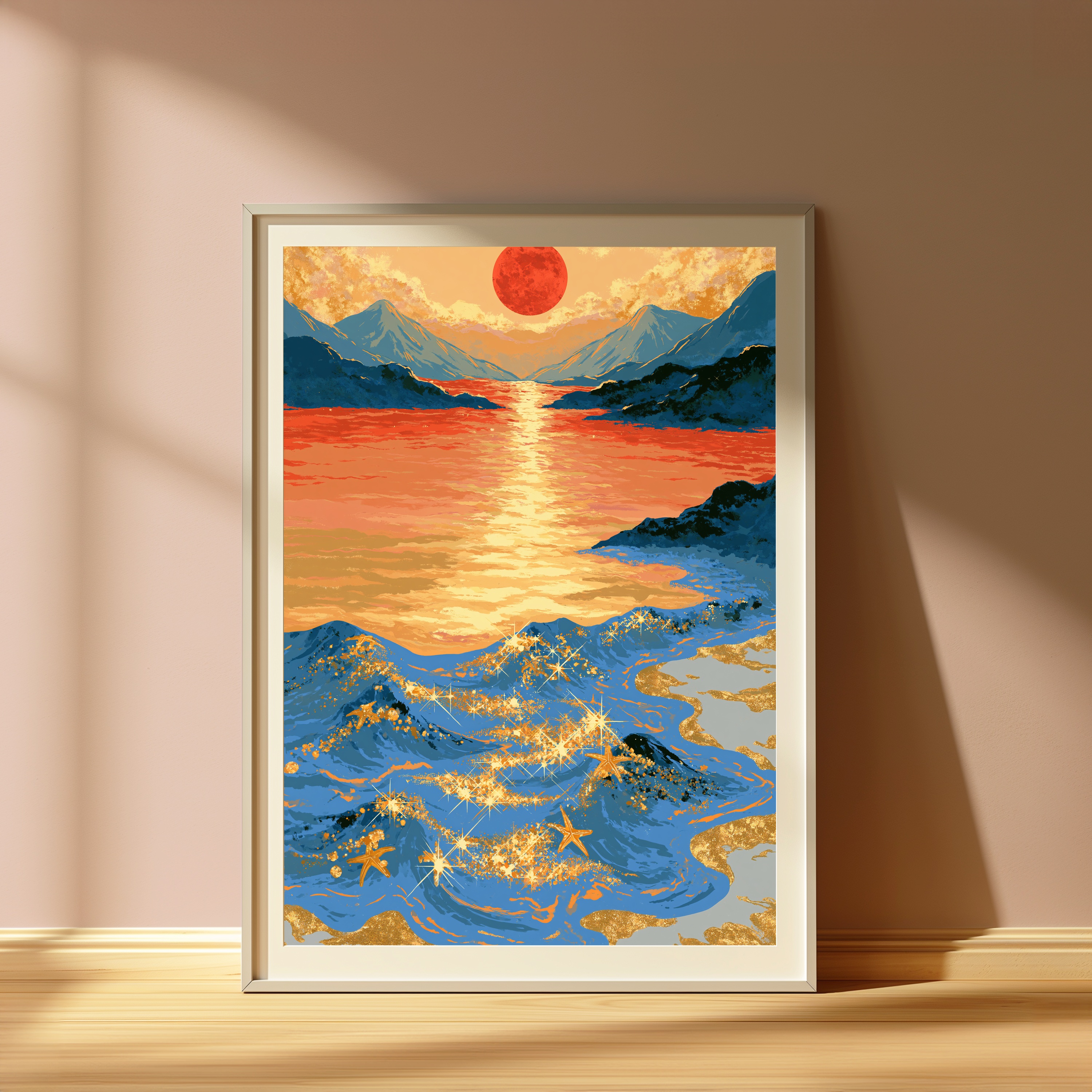 Mountain Sunset Gold Starfish Wall Art view 4