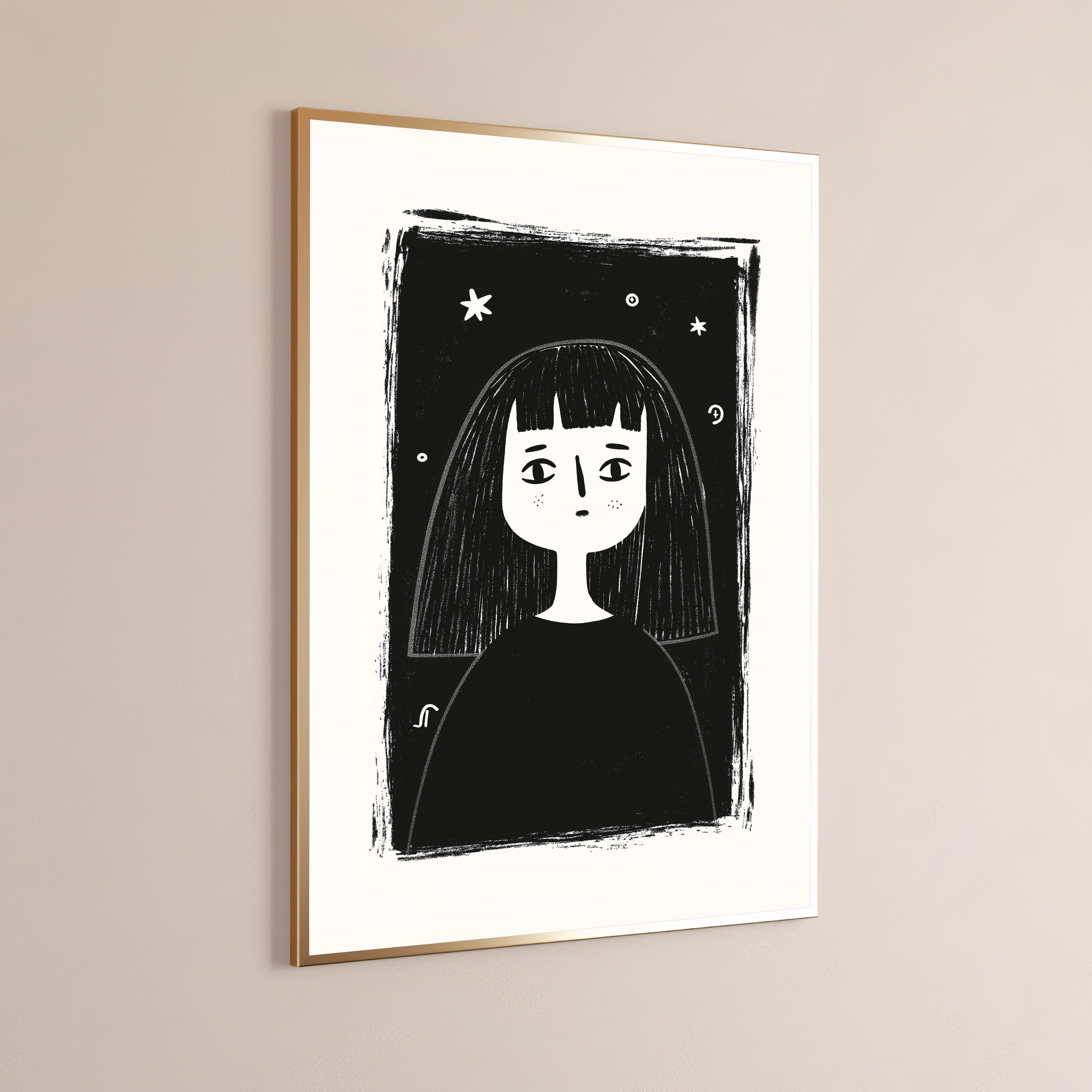 Mysterious Girl Long Black Hair