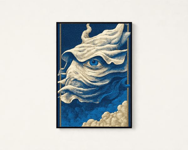 Surreal Eye Gold Line Art Print