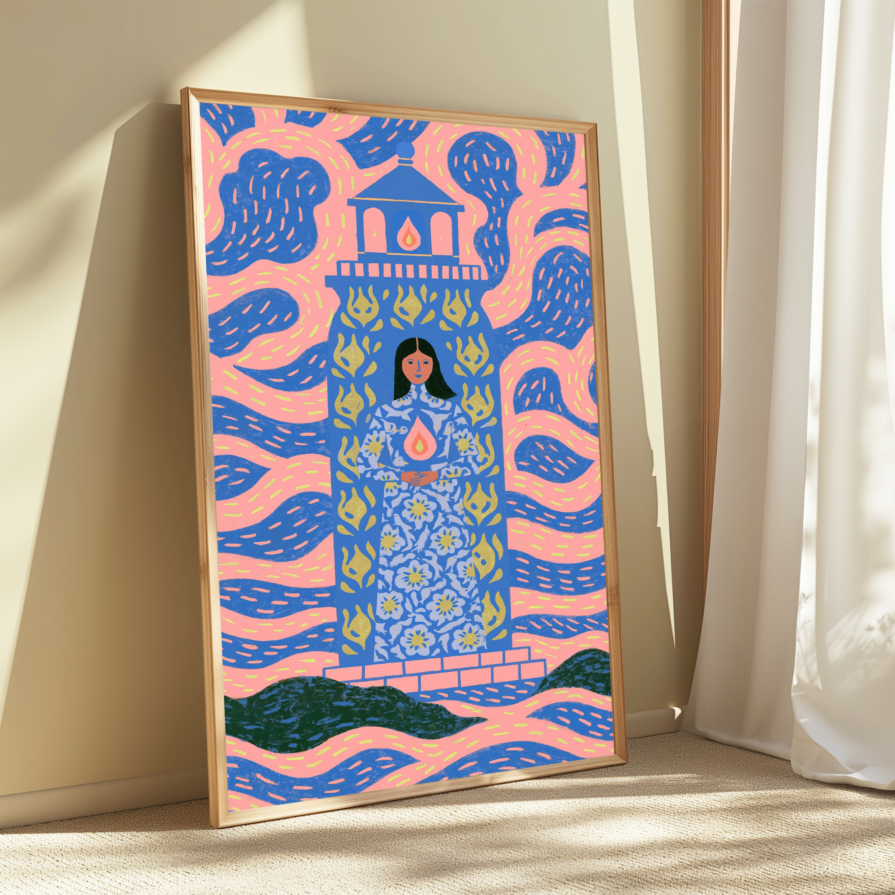 Mystical Tower Woman Thai Temple Pop Art view 3