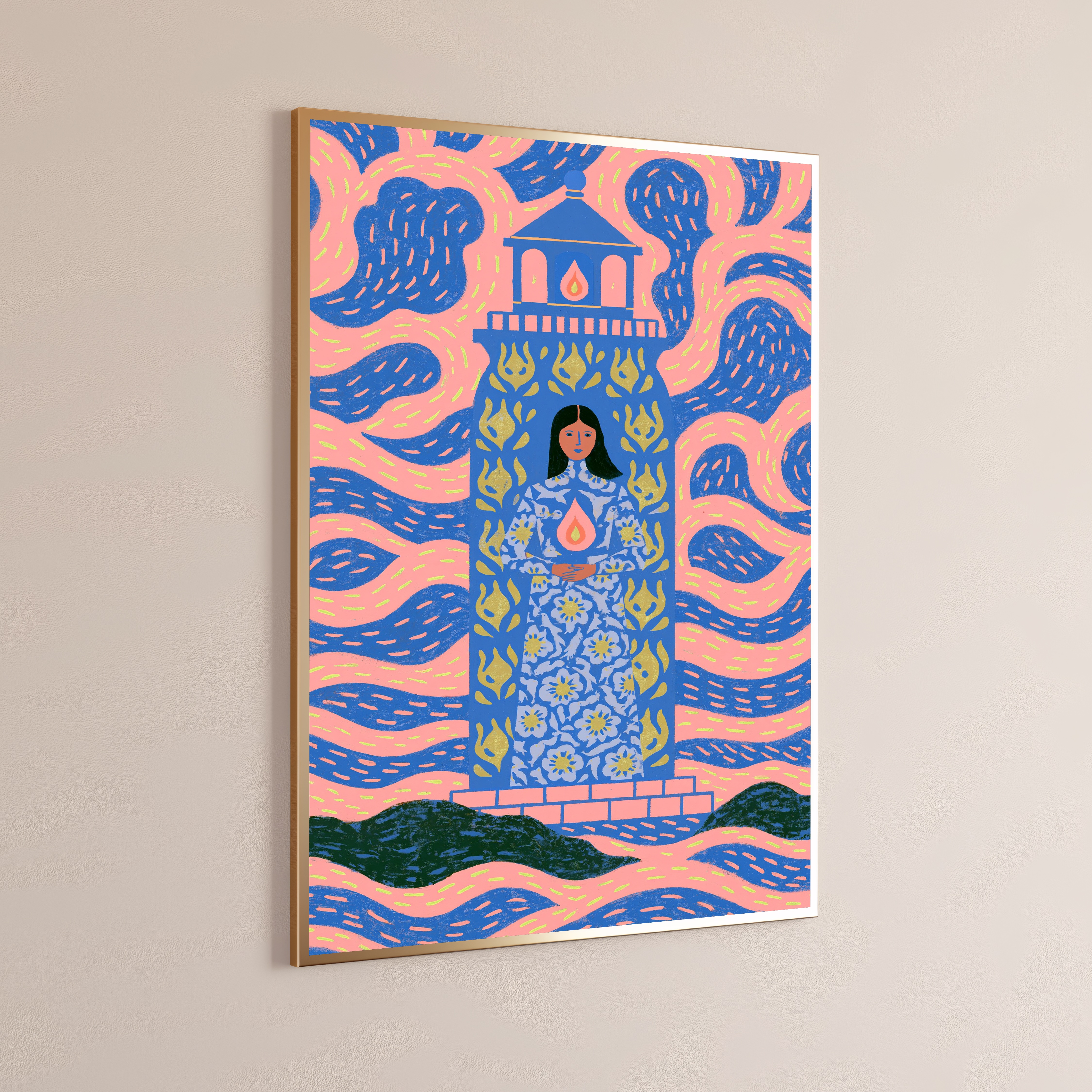 Mystical Tower Woman Thai Temple Pop Art