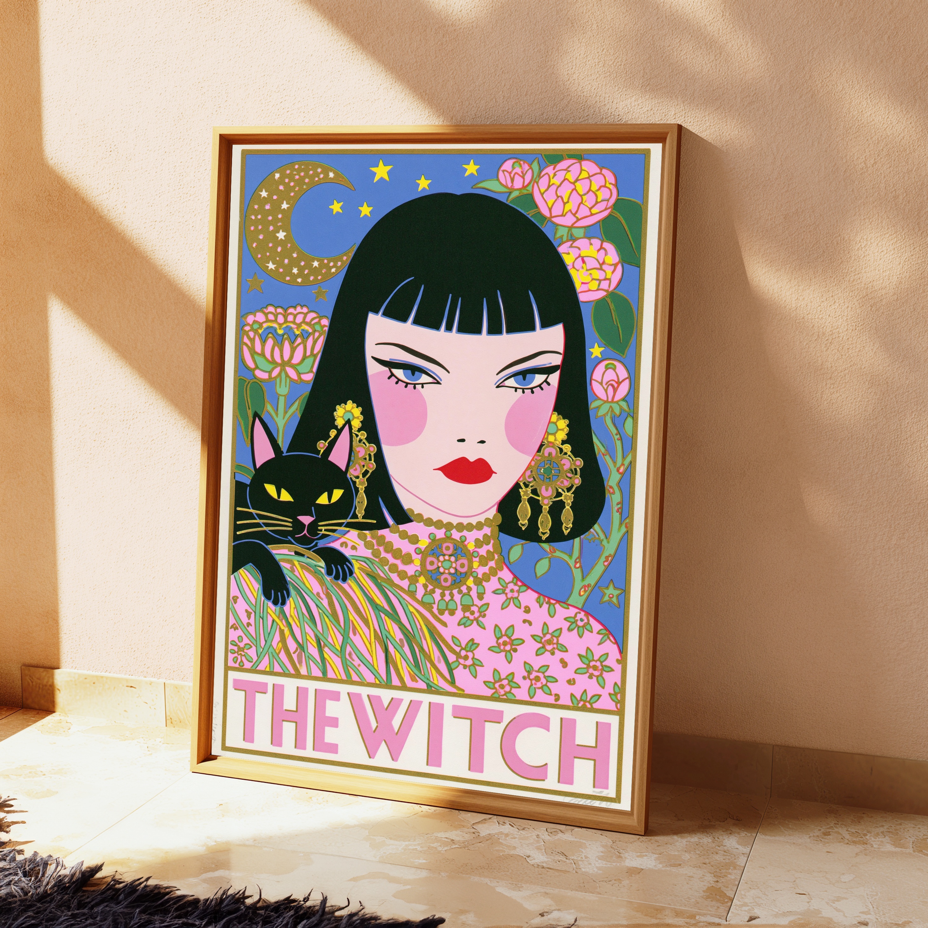 Mystical Witch with Black Cat Moon view 2