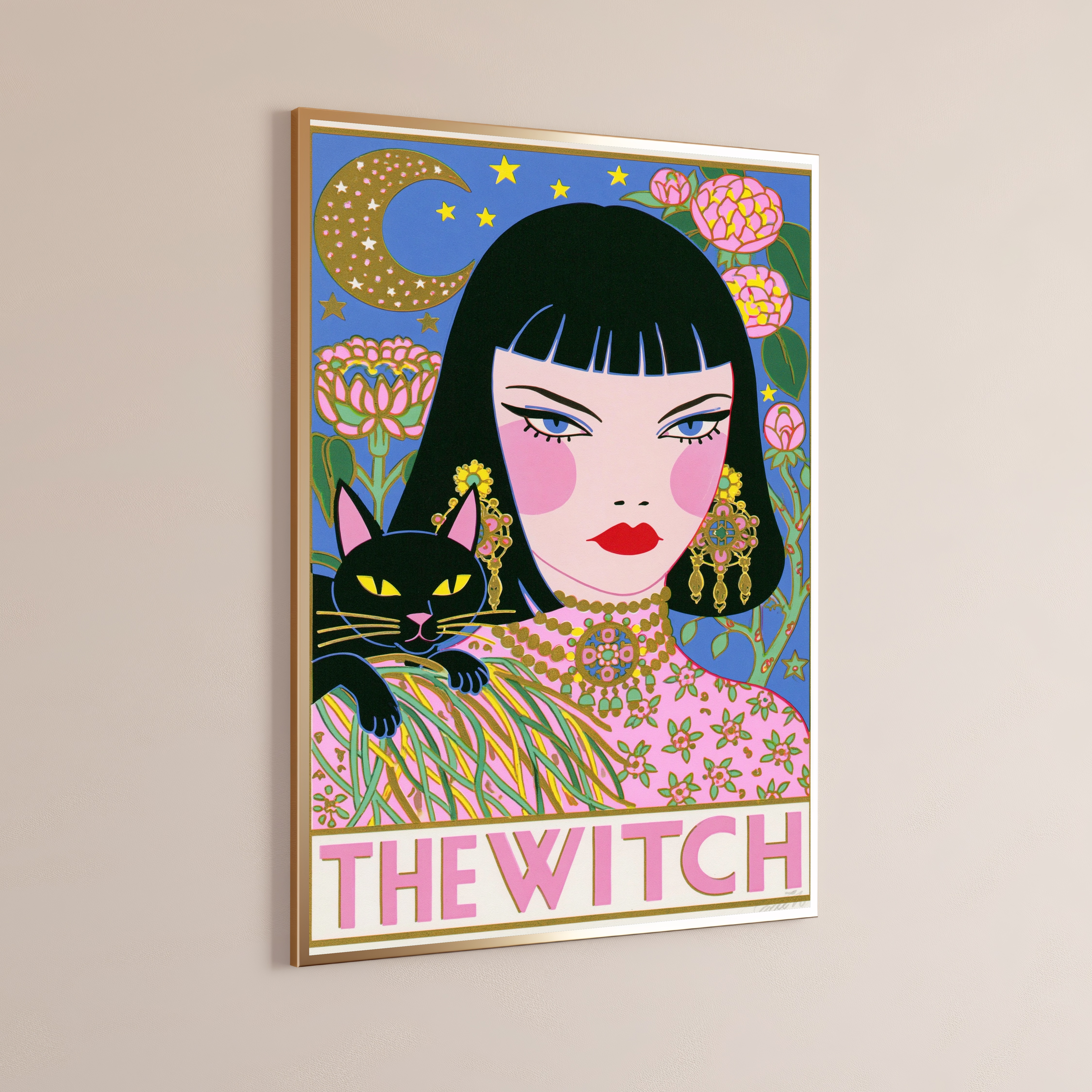 Mystical Witch with Black Cat Moon