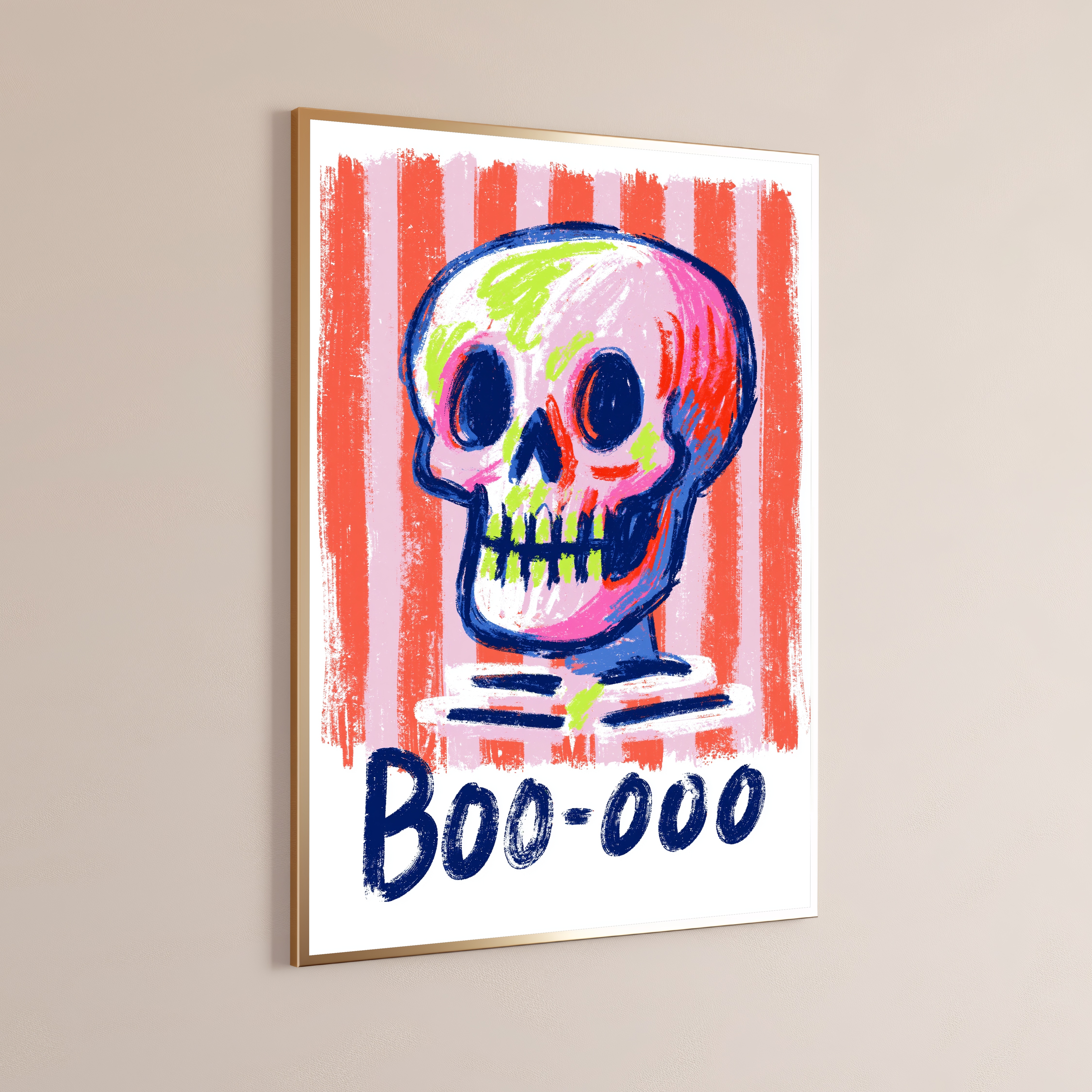 Neon Skull Boo-oo Pop Art Print