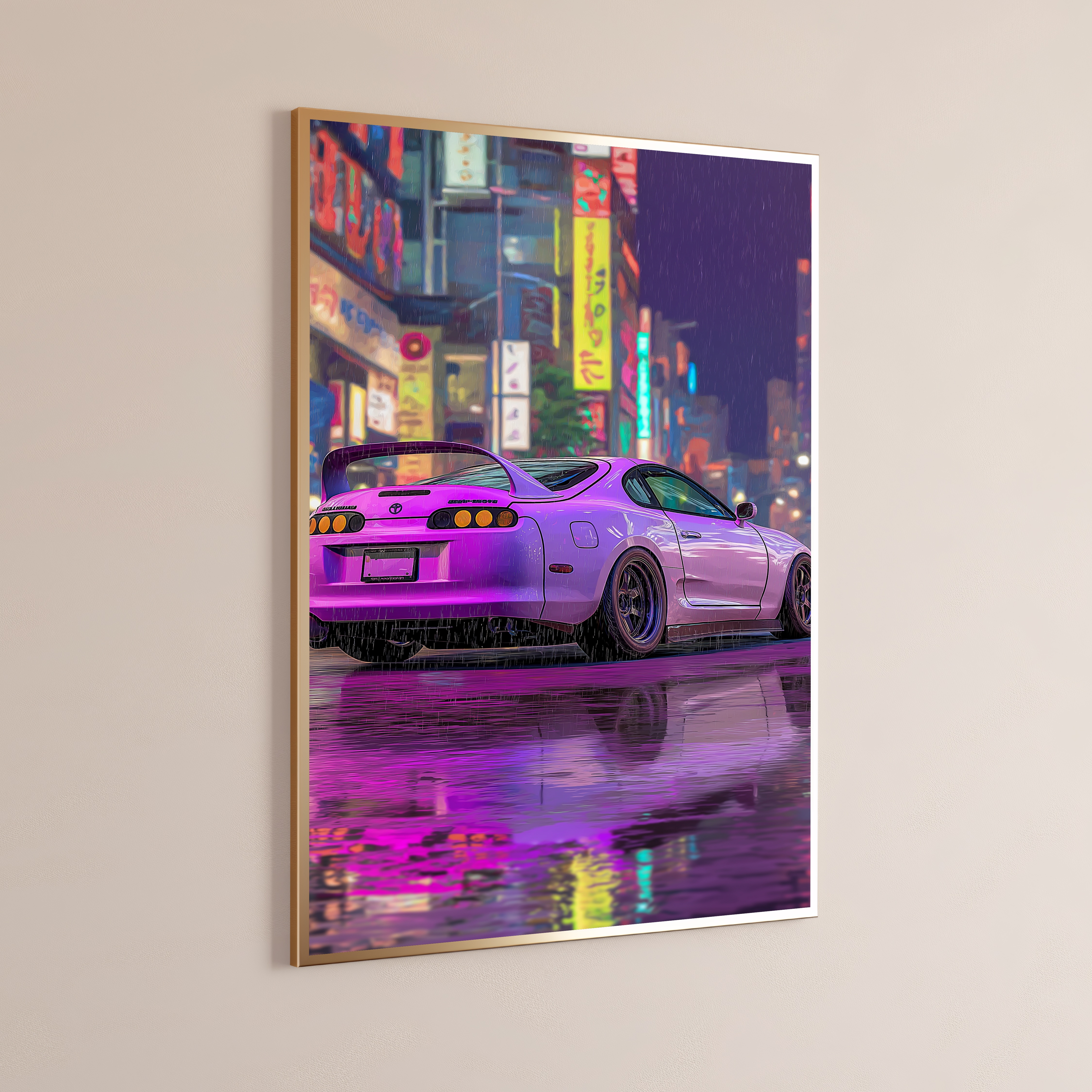 Neon Sports Car Cyberpunk Art Print