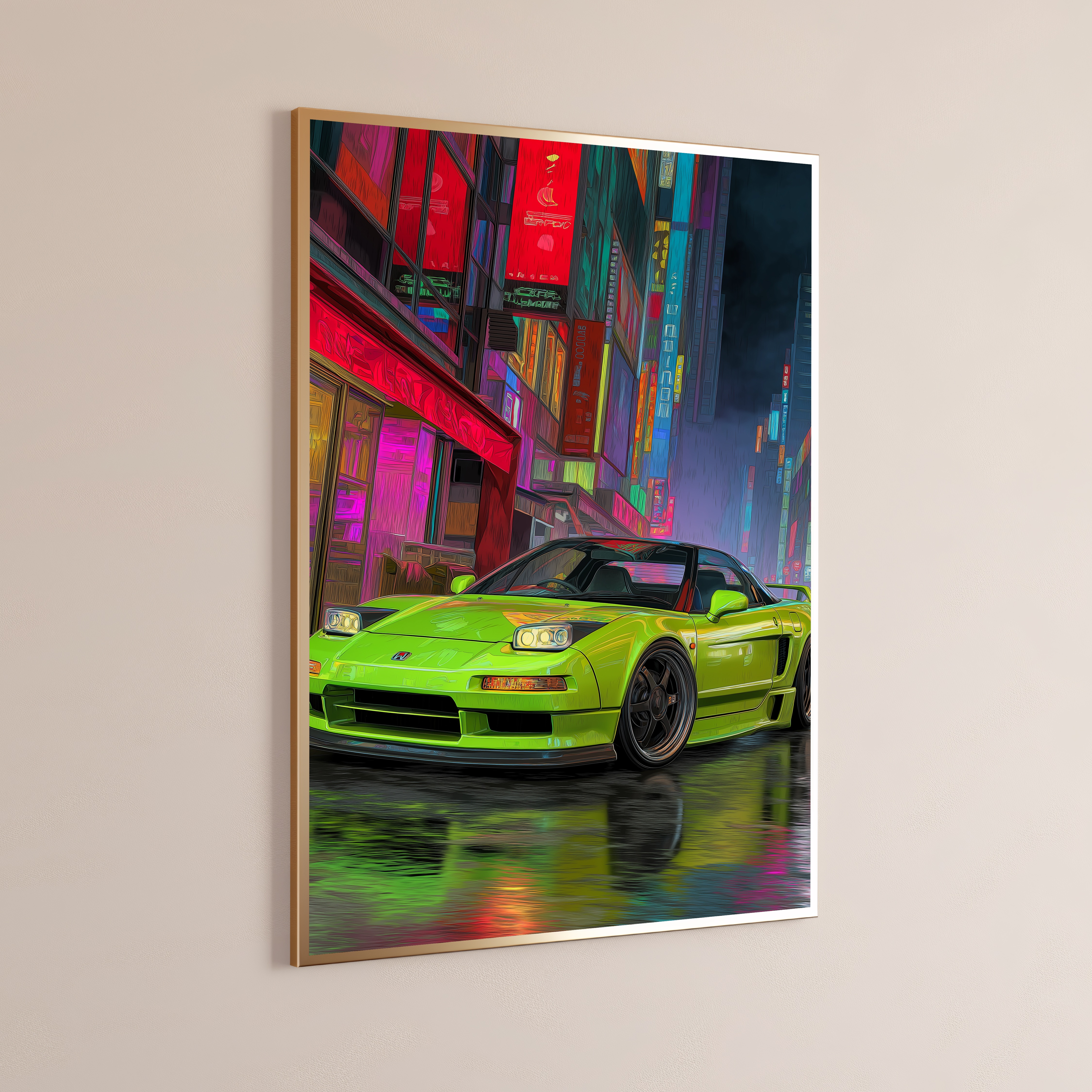 Neon Sports Car Cyberpunk Art Print