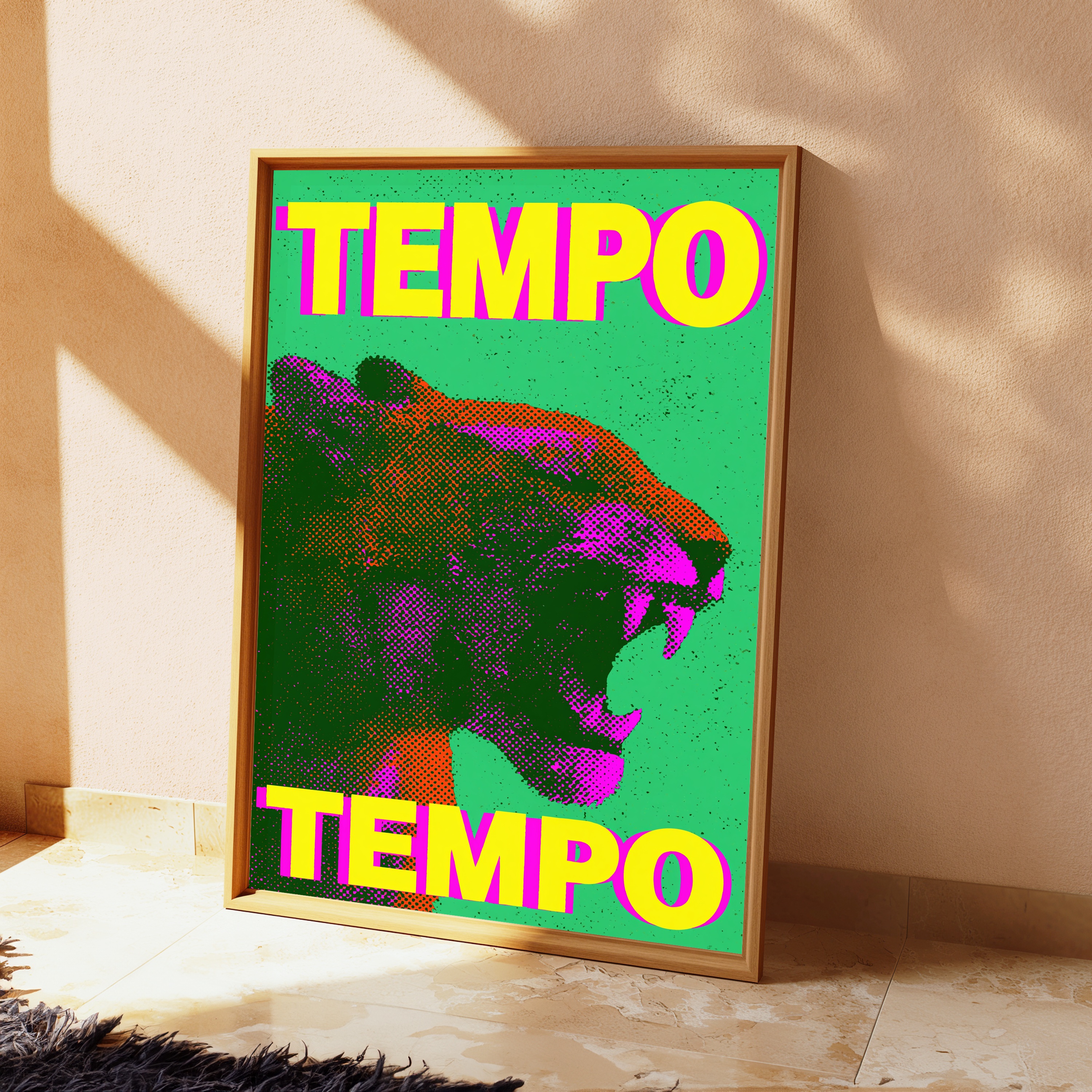 Neon Tempo Bull Pop Art Print view 2