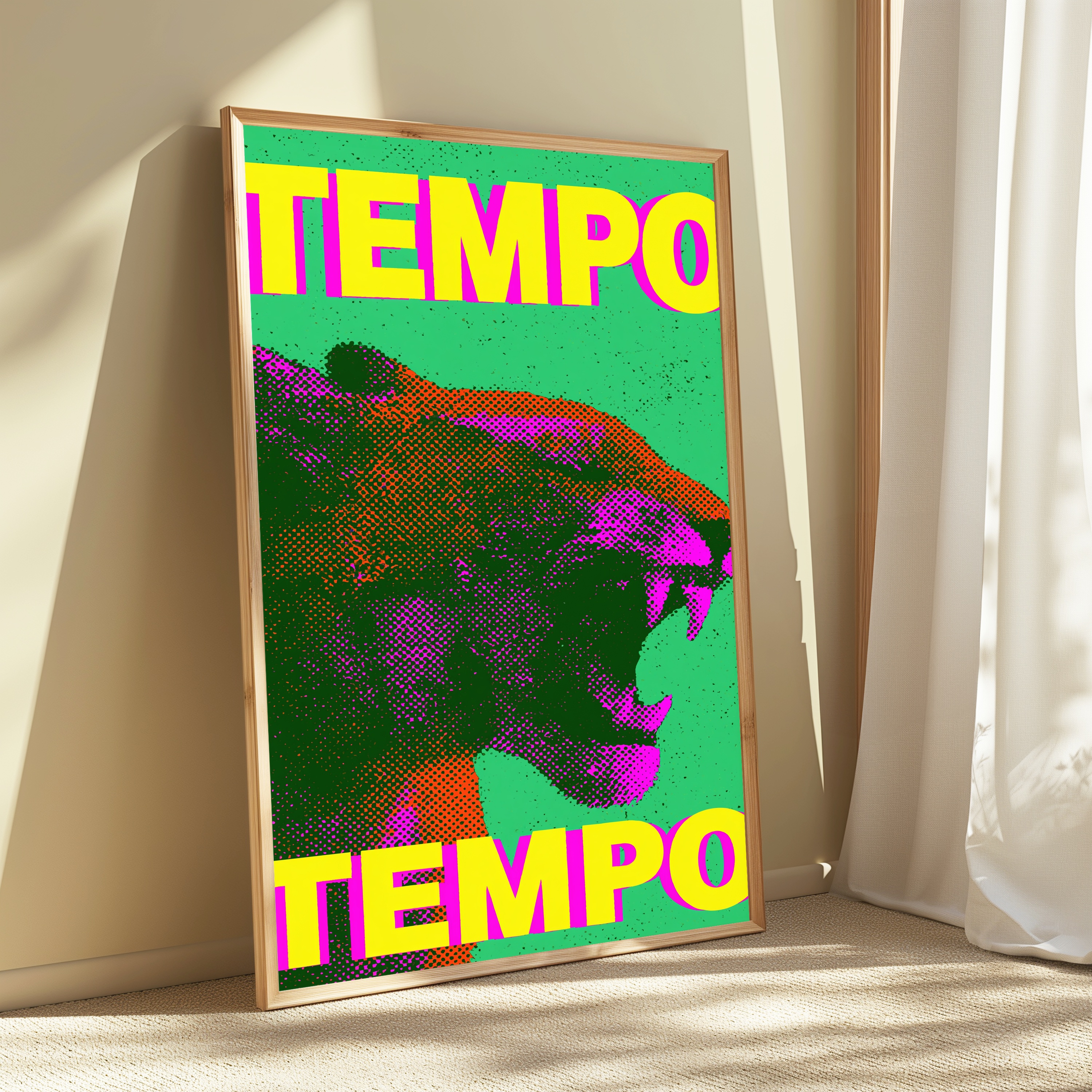 Neon Tempo Bull Pop Art Print view 3
