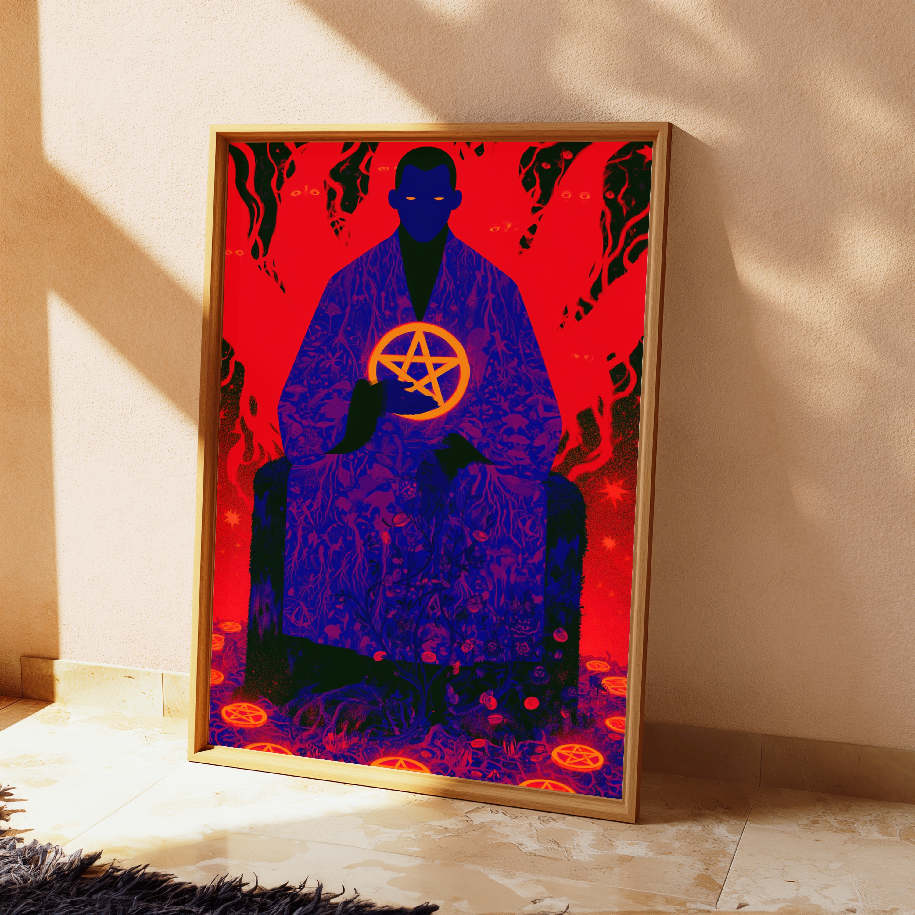 Occult Sorcerer Pentagram Pop Art Print view 2