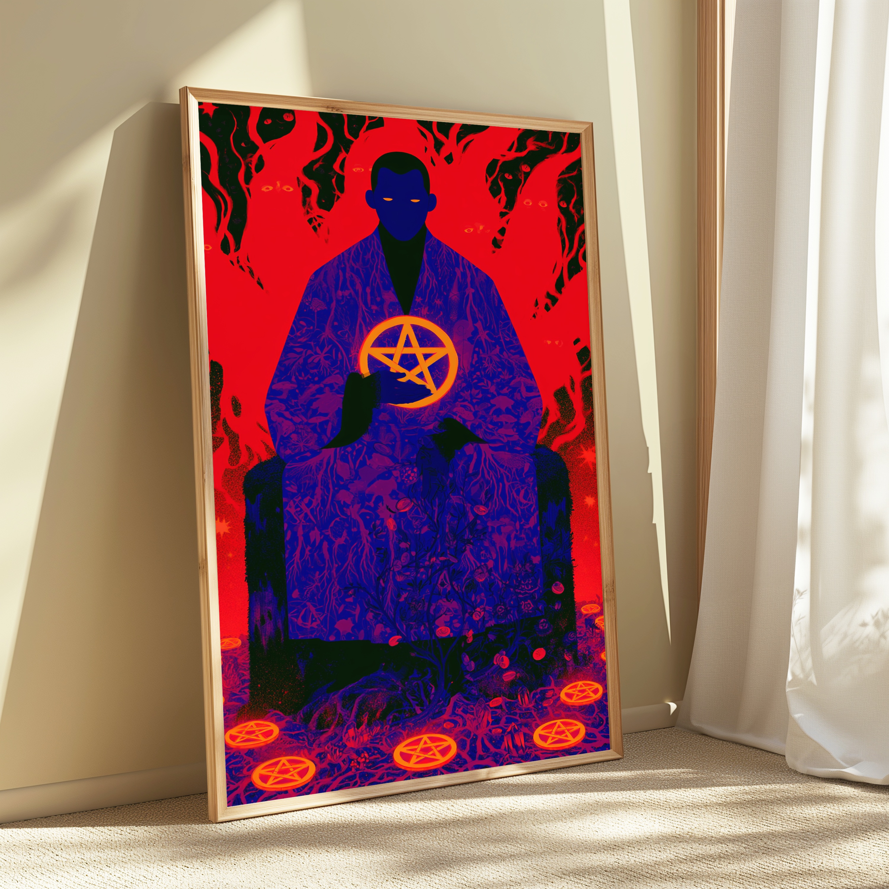 Occult Sorcerer Pentagram Pop Art Print view 3
