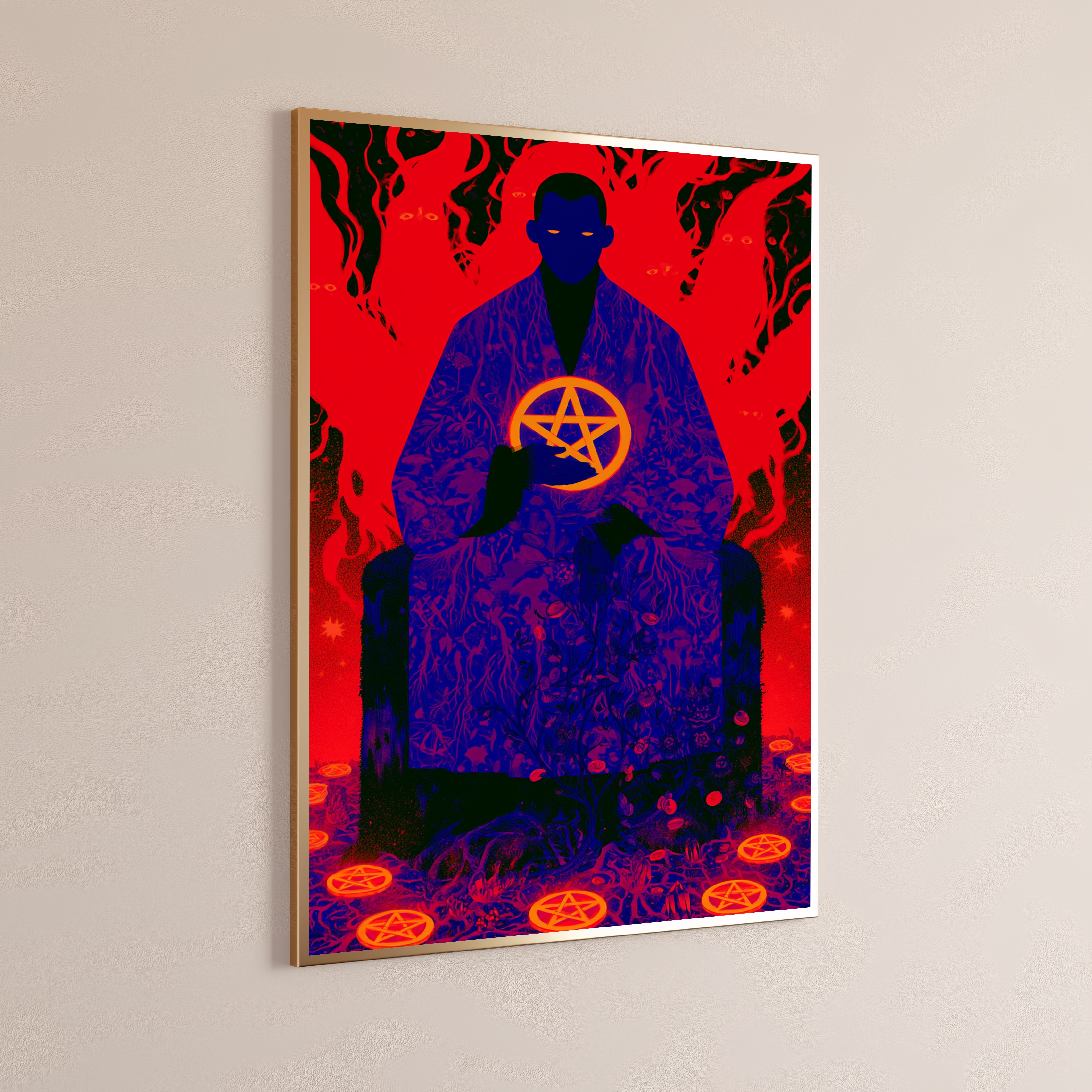 Occult Sorcerer Pentagram Pop Art Print