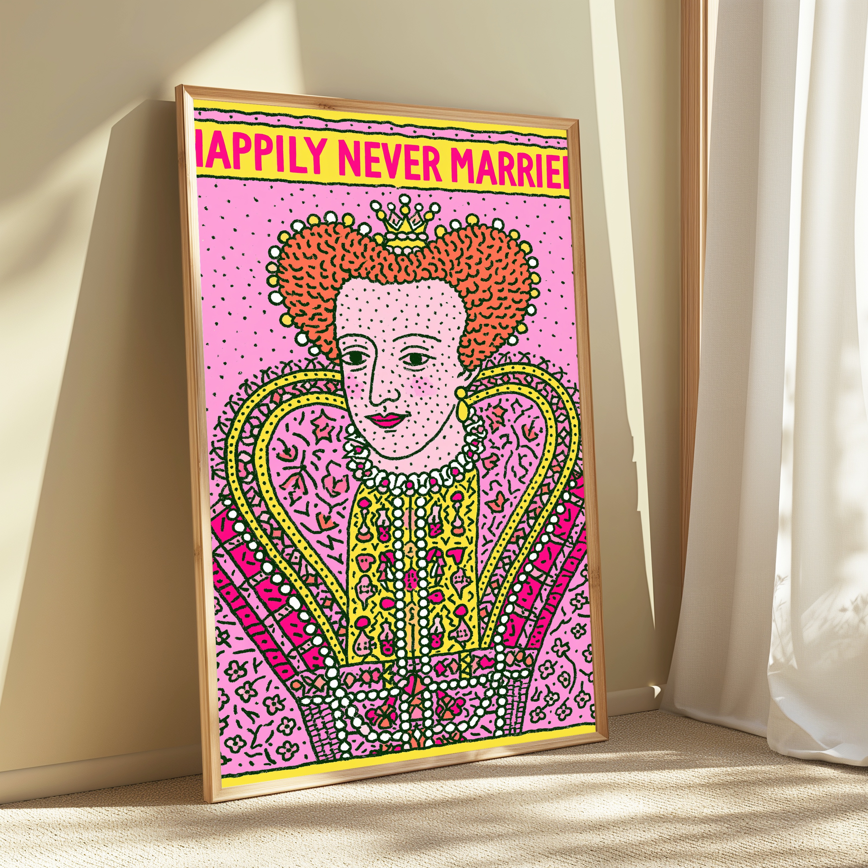 Ornate Red-Haired Queen Pop Art Print view 3