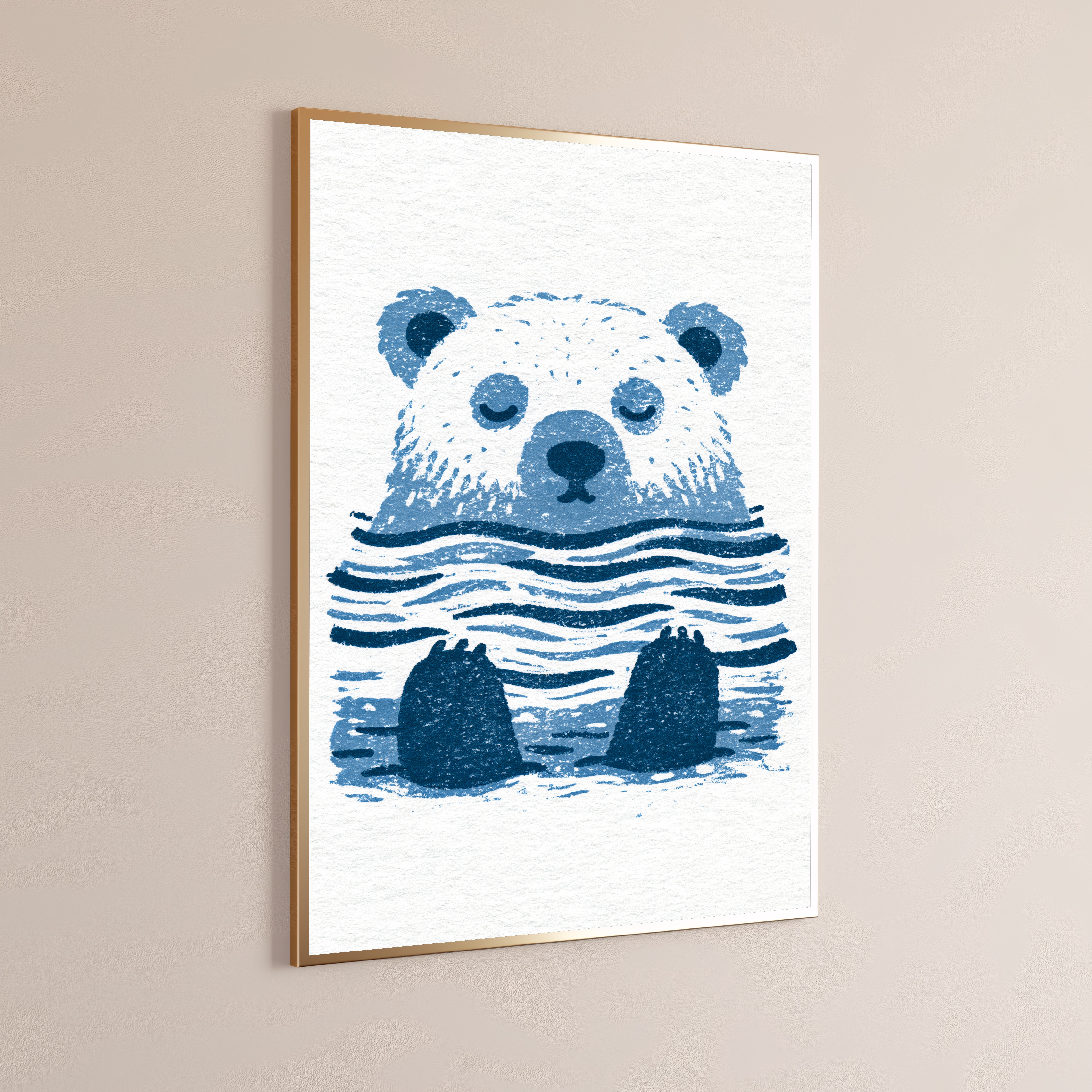 Otter in Water Ripples Minimalist Art Print
