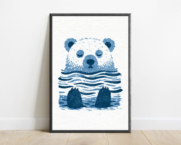 Polar Bear in Water Minimalist Art Print