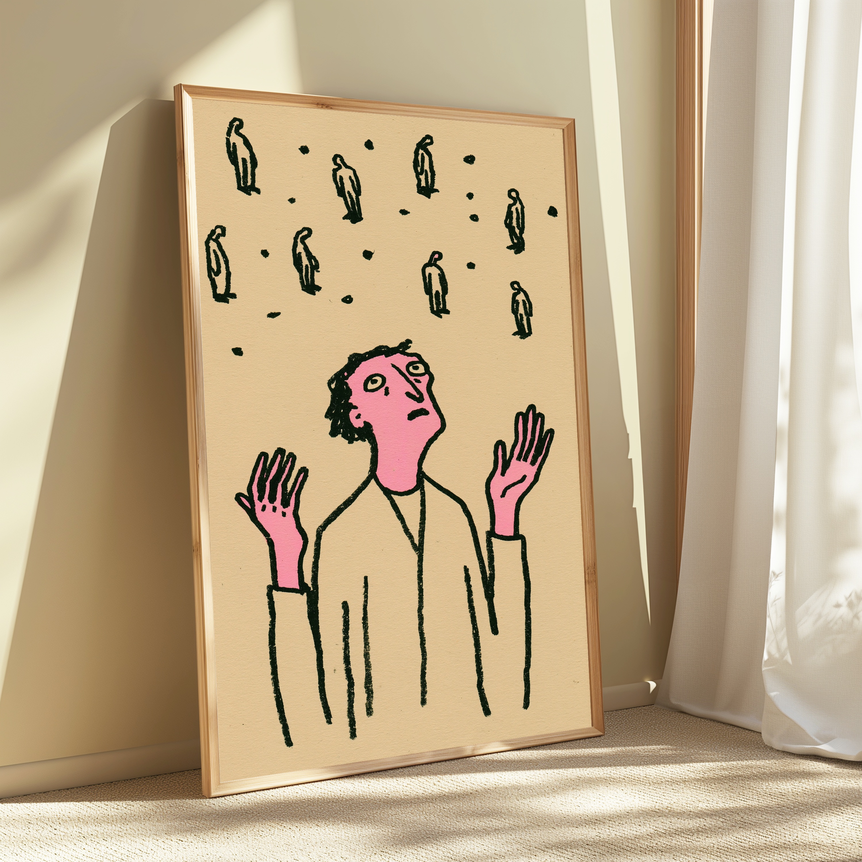 Overwhelmed Woman Raising Hands Pop Art Print view 3