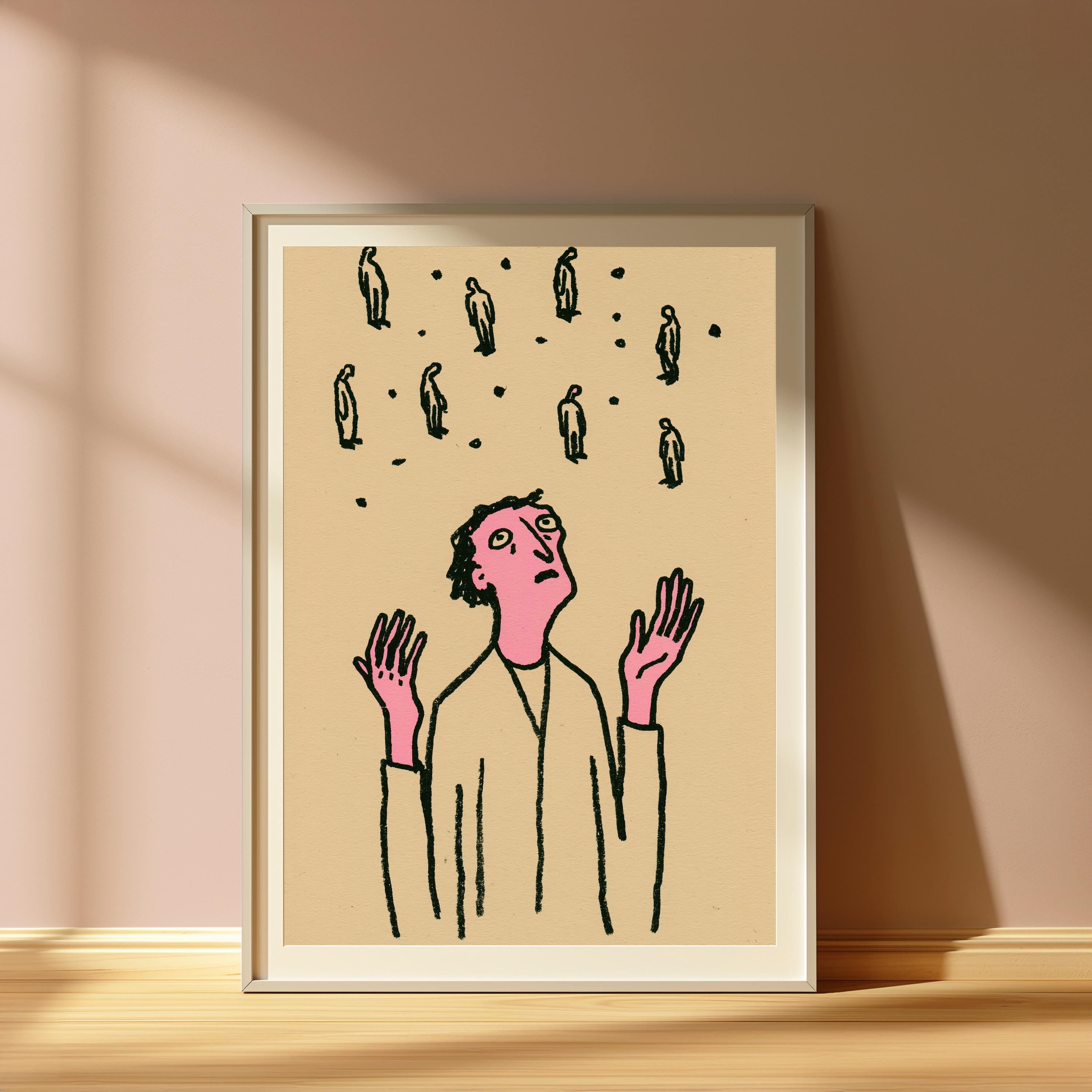 Overwhelmed Woman Raising Hands Pop Art Print view 4