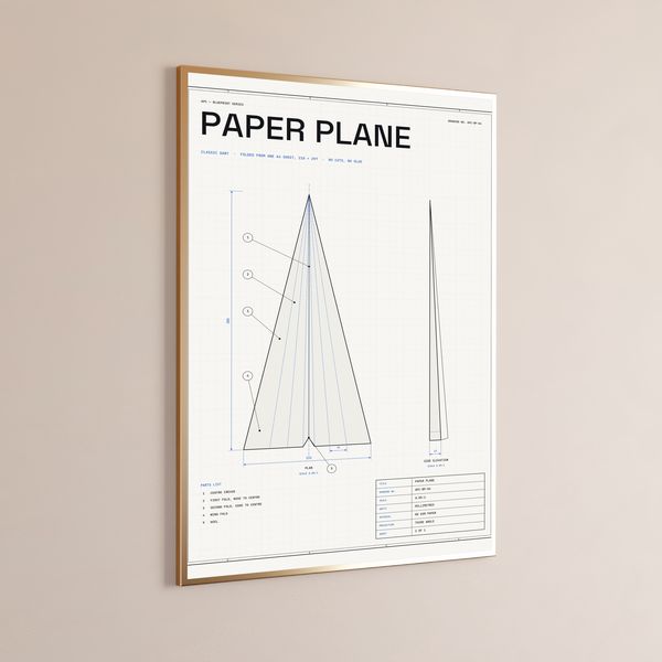 Paper Plane Blueprint Technical Print