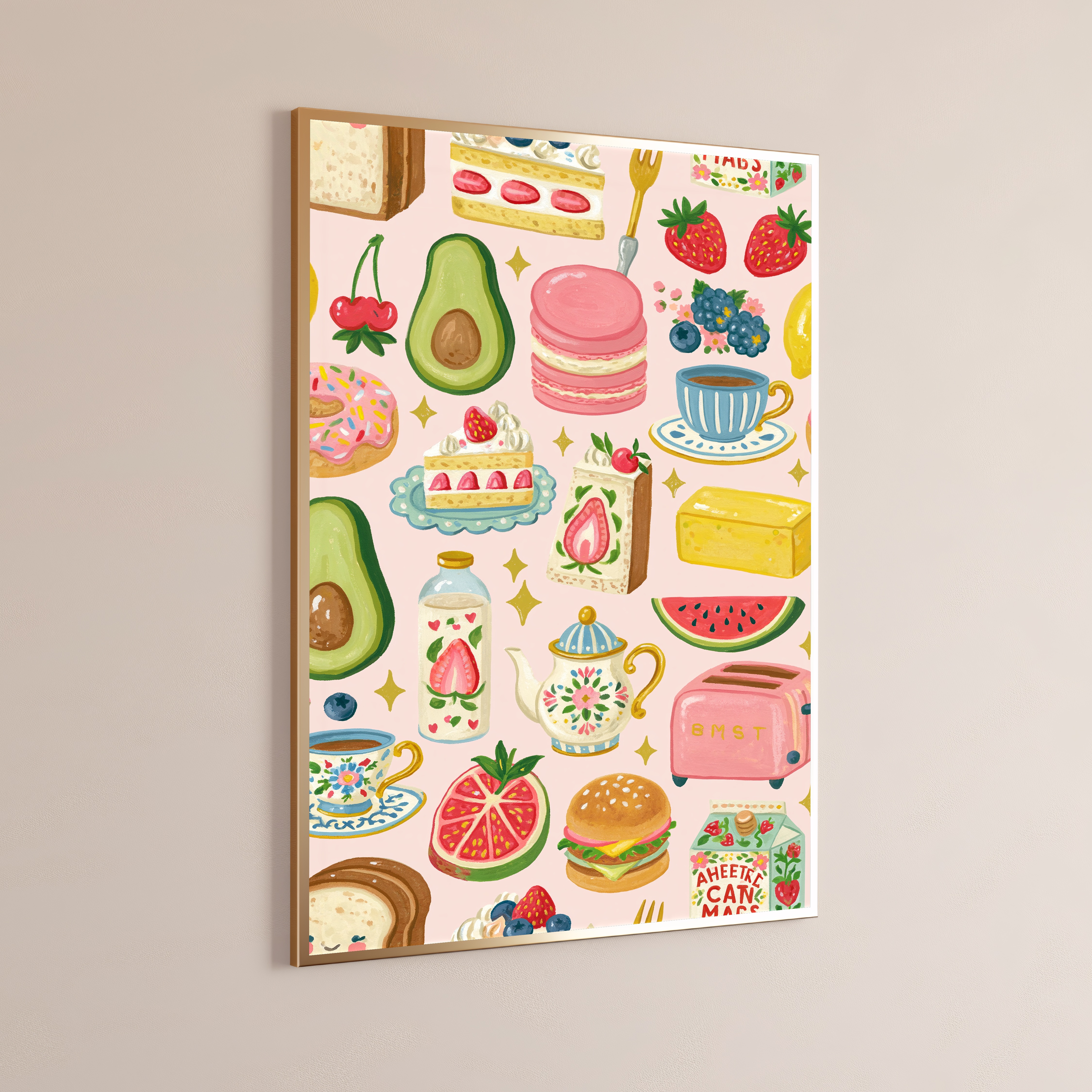 Pastel Food Pattern Art Print