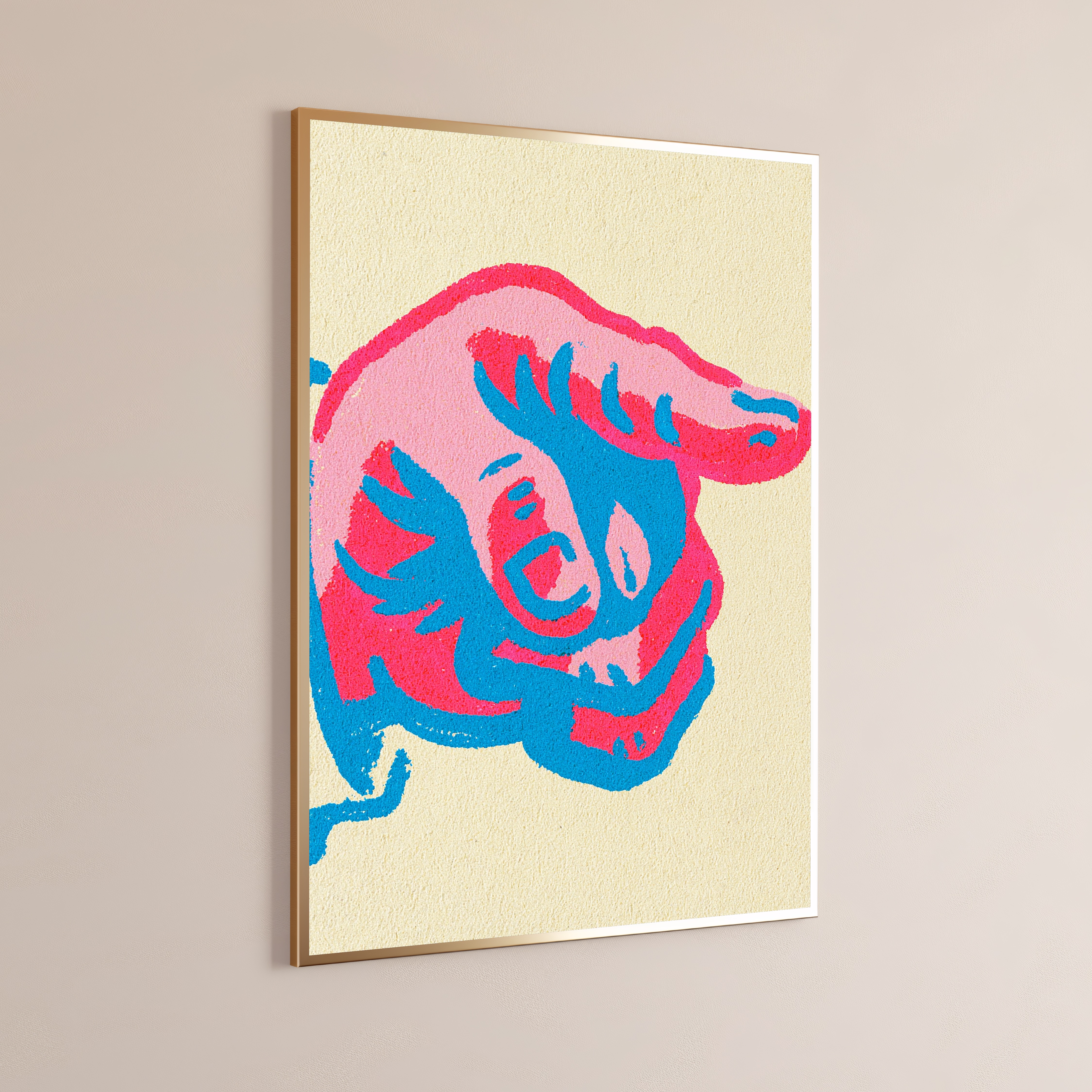 Pink Bull Pop Art Print