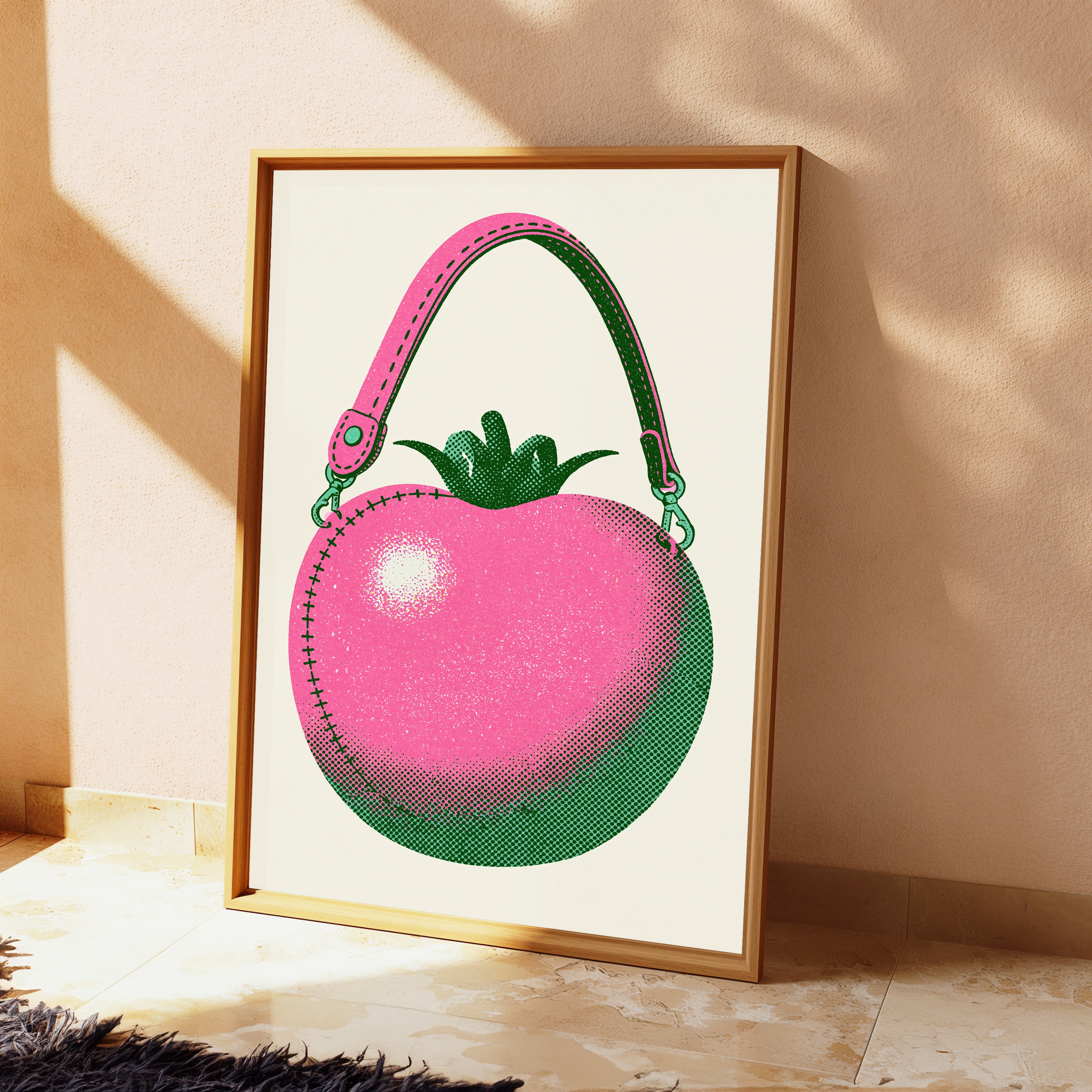 Pink Cactus Handbag Pop Art Print view 2