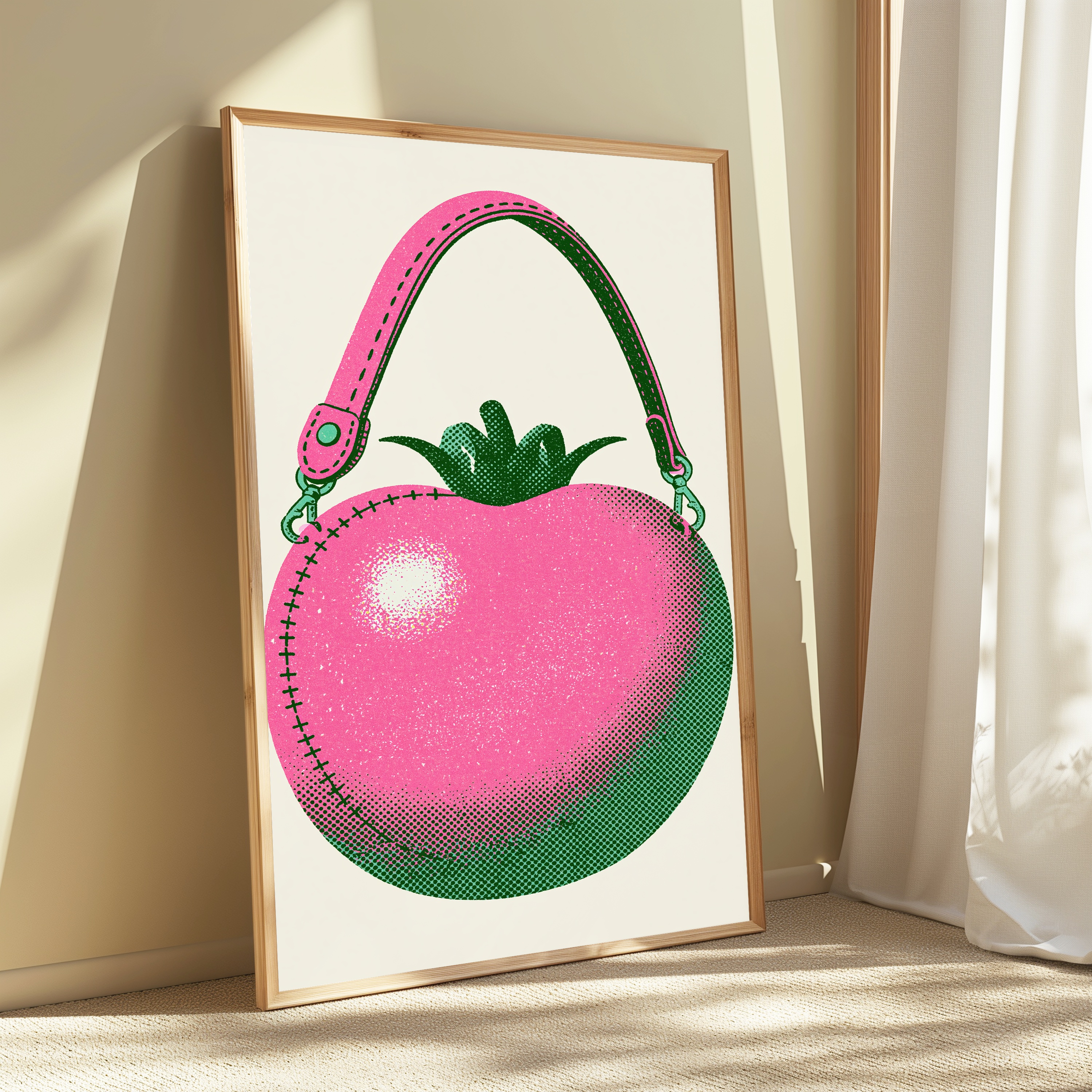 Pink Cactus Handbag Pop Art Print view 3