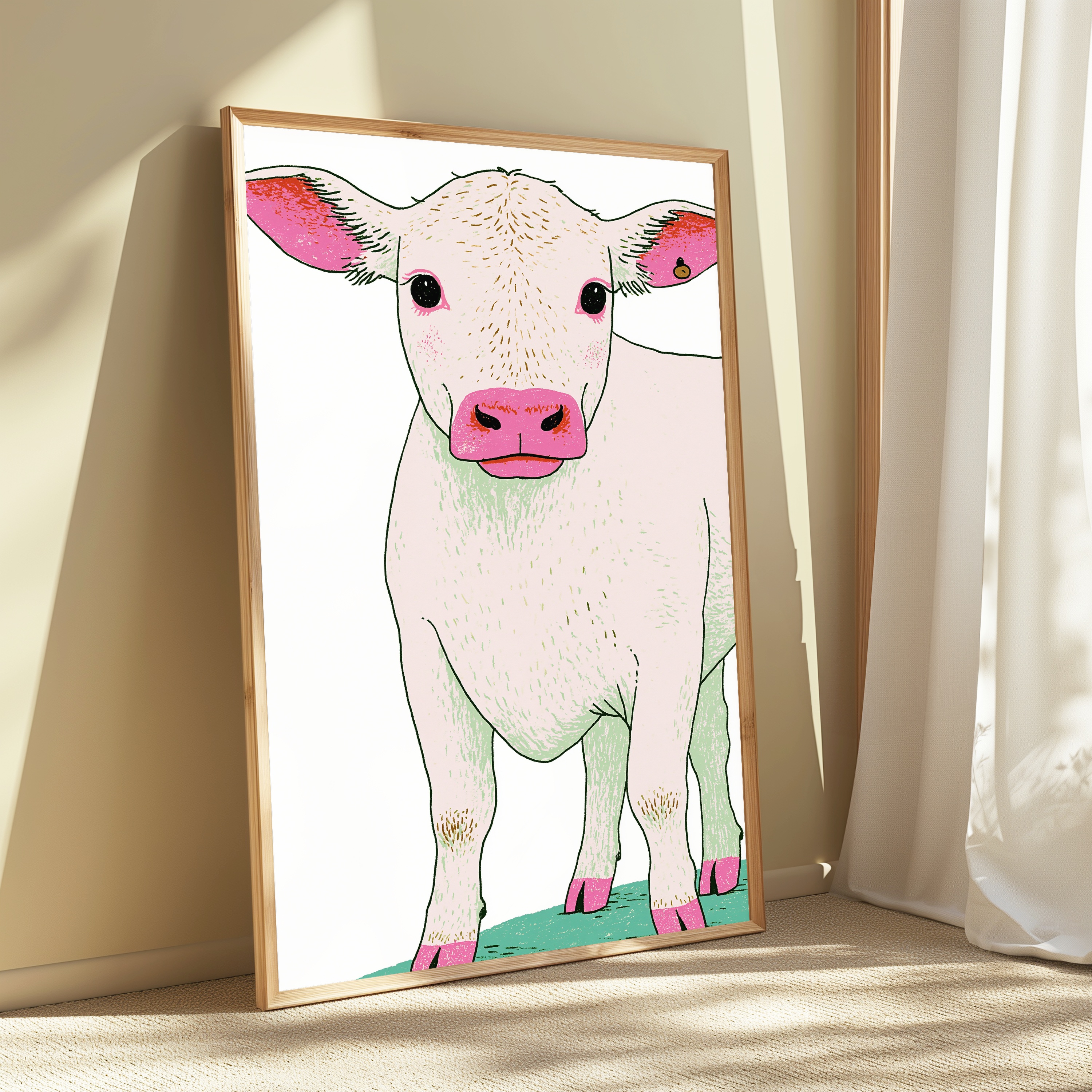 Pink Cow Pop Art Print view 3