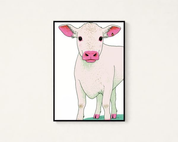 Pink Cow Pop Art Print