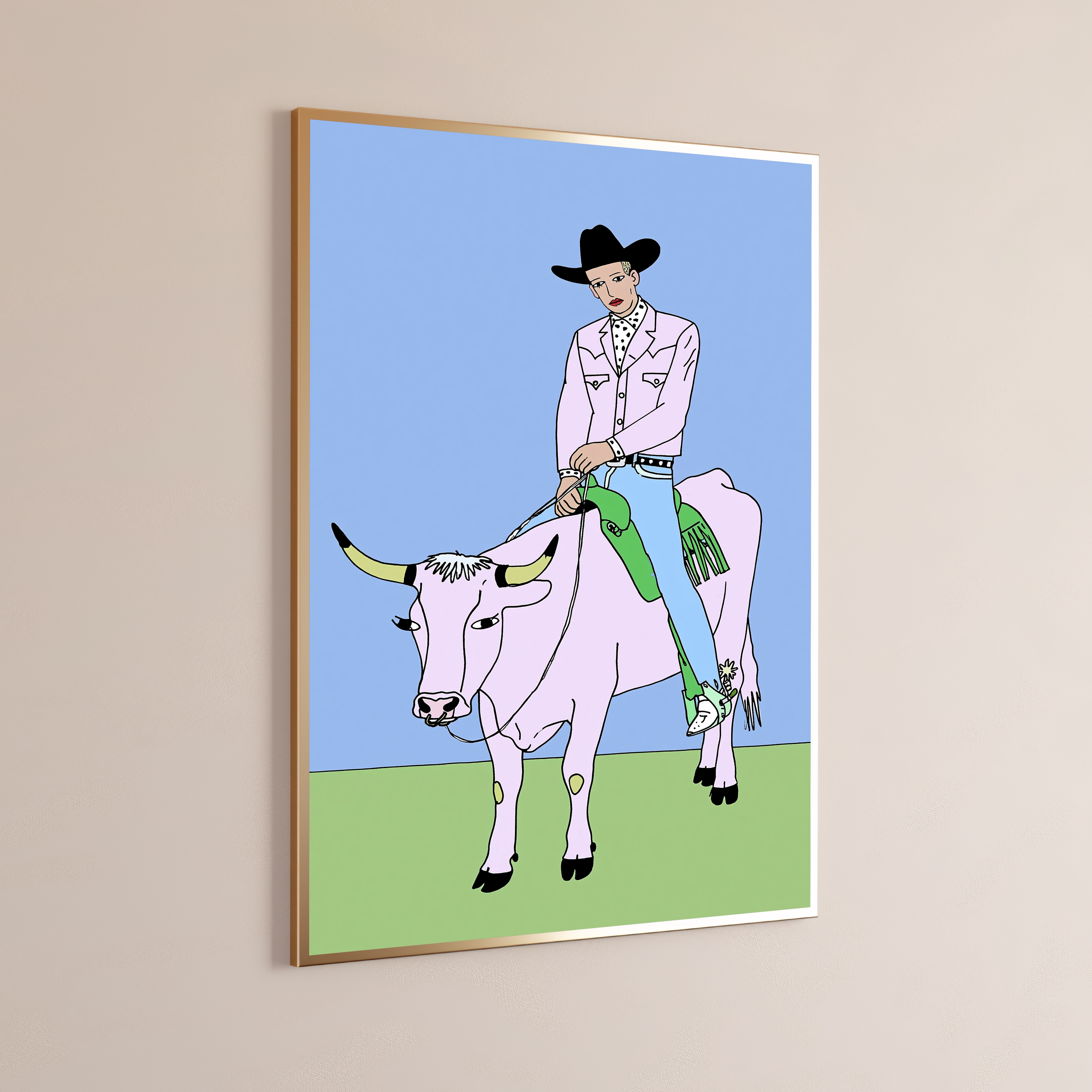 Pink Cowboy Rider Pop Art Print