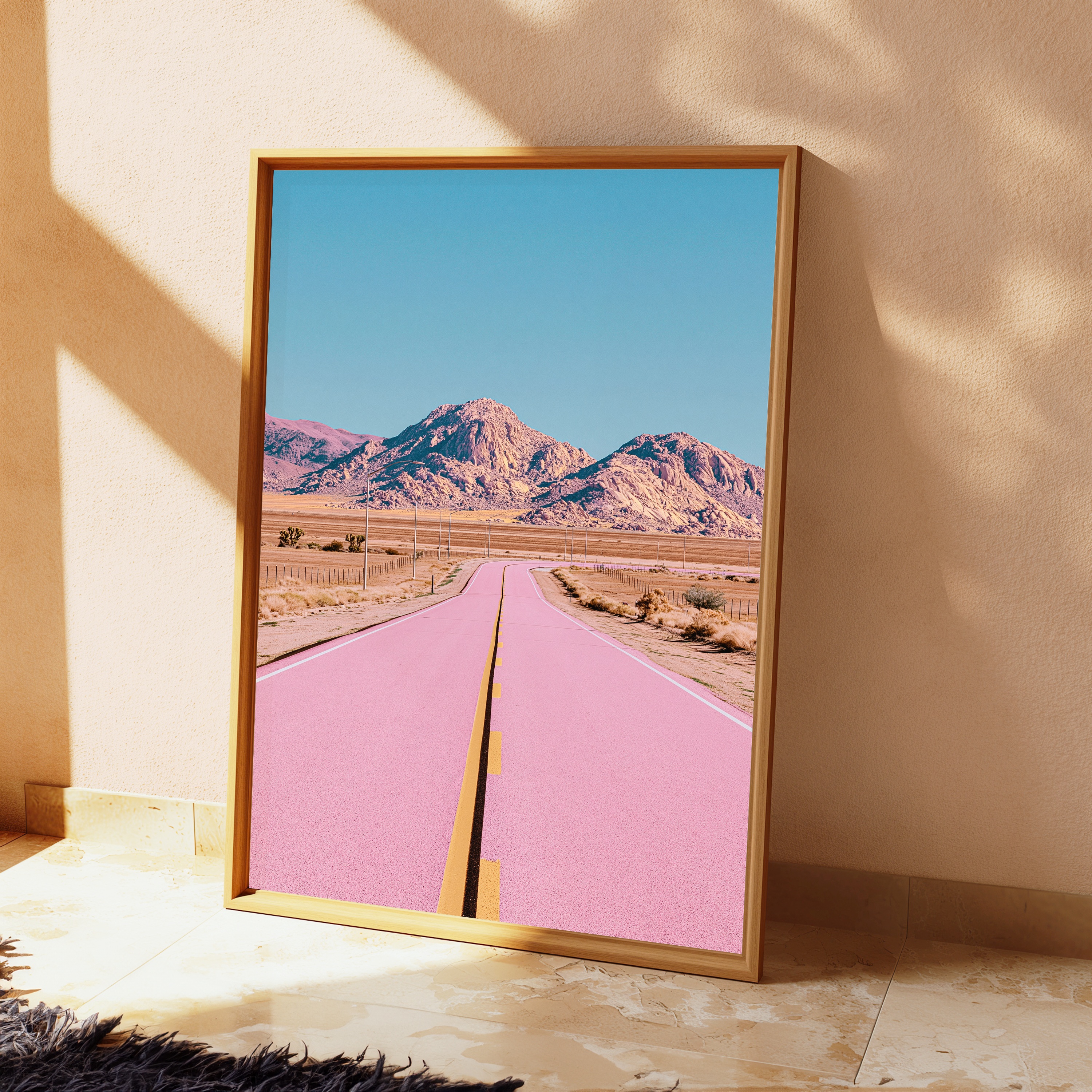 Pink Desert Highway Mountain Landscape view 2
