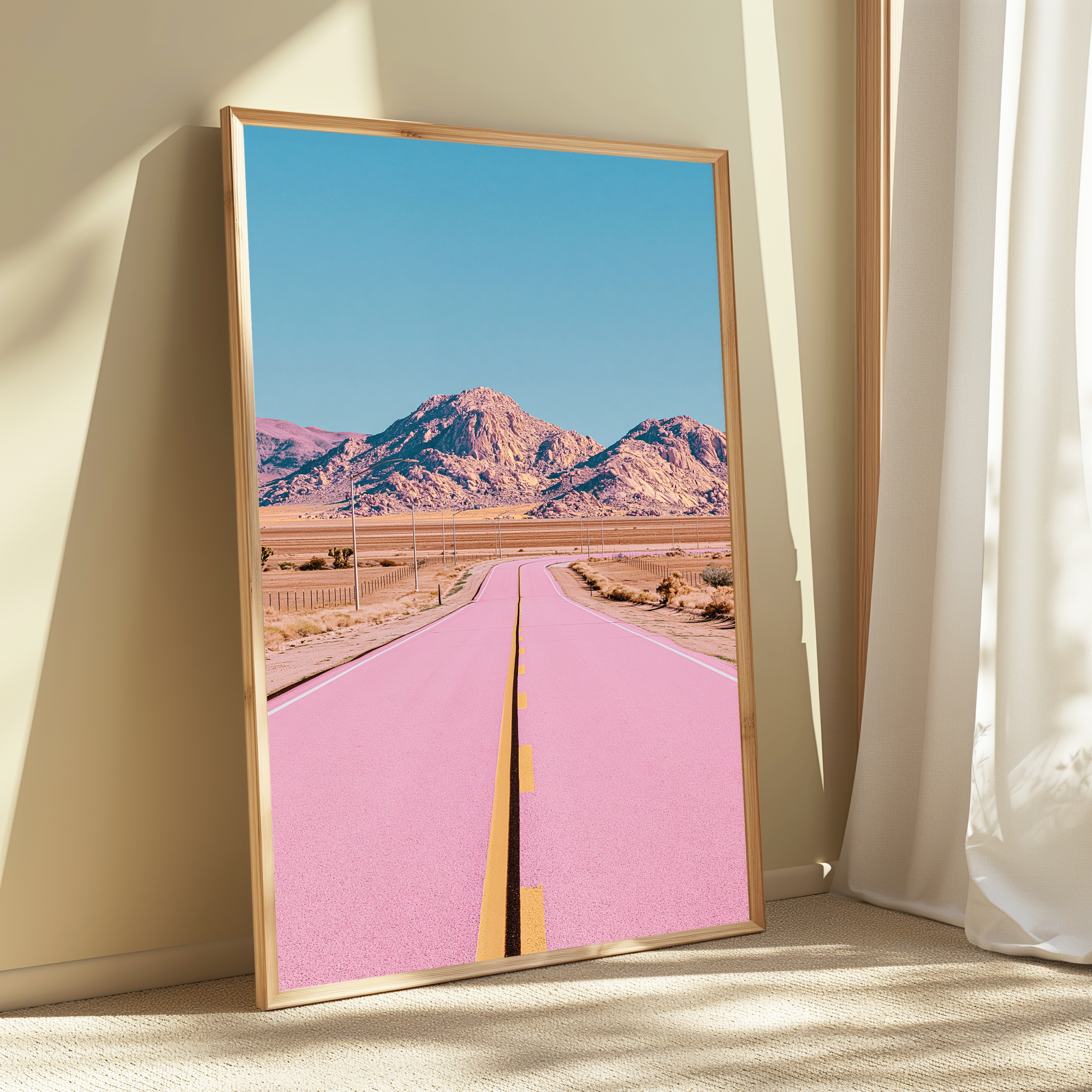 Pink Desert Highway Mountain Landscape view 3