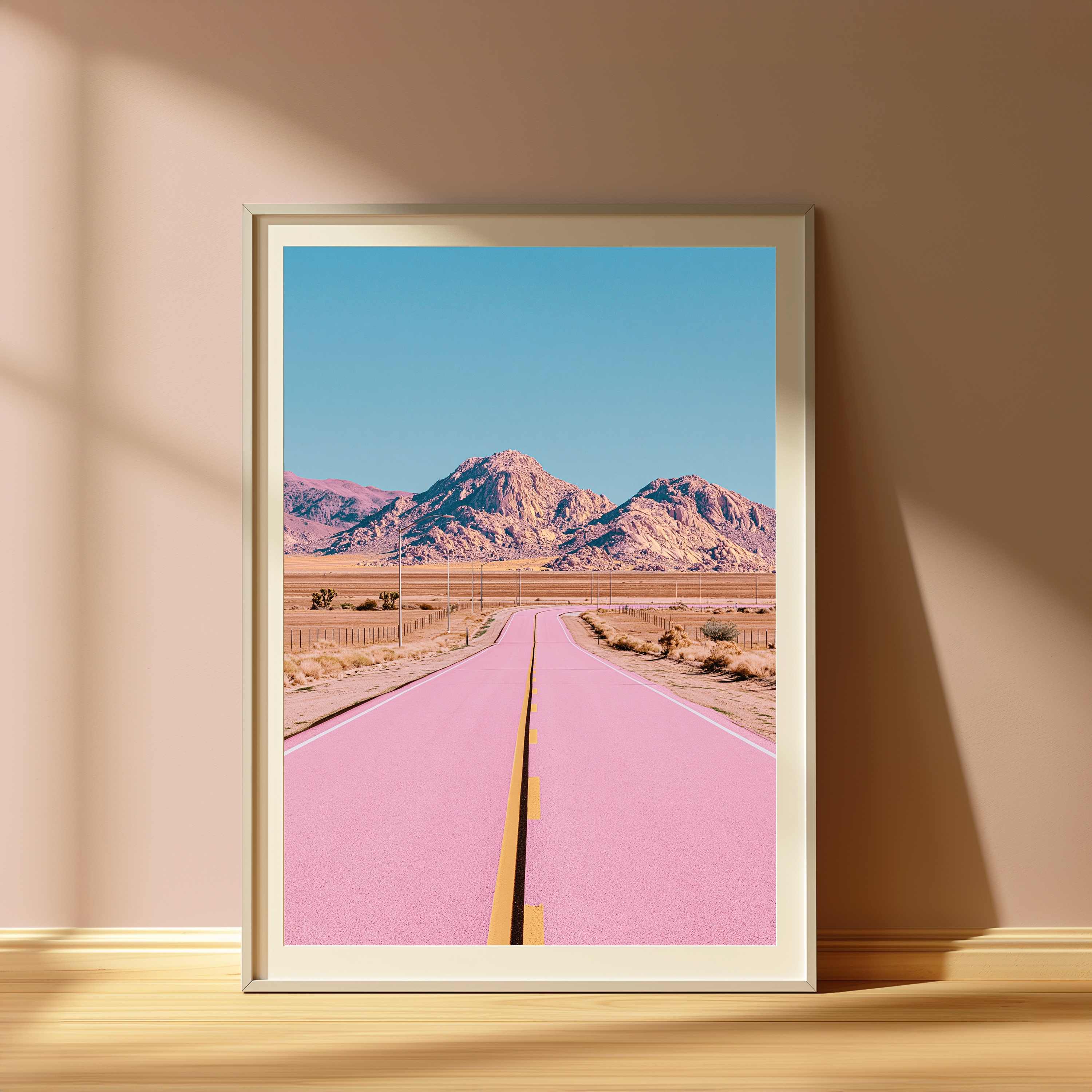 Pink Desert Highway Mountain Landscape view 4