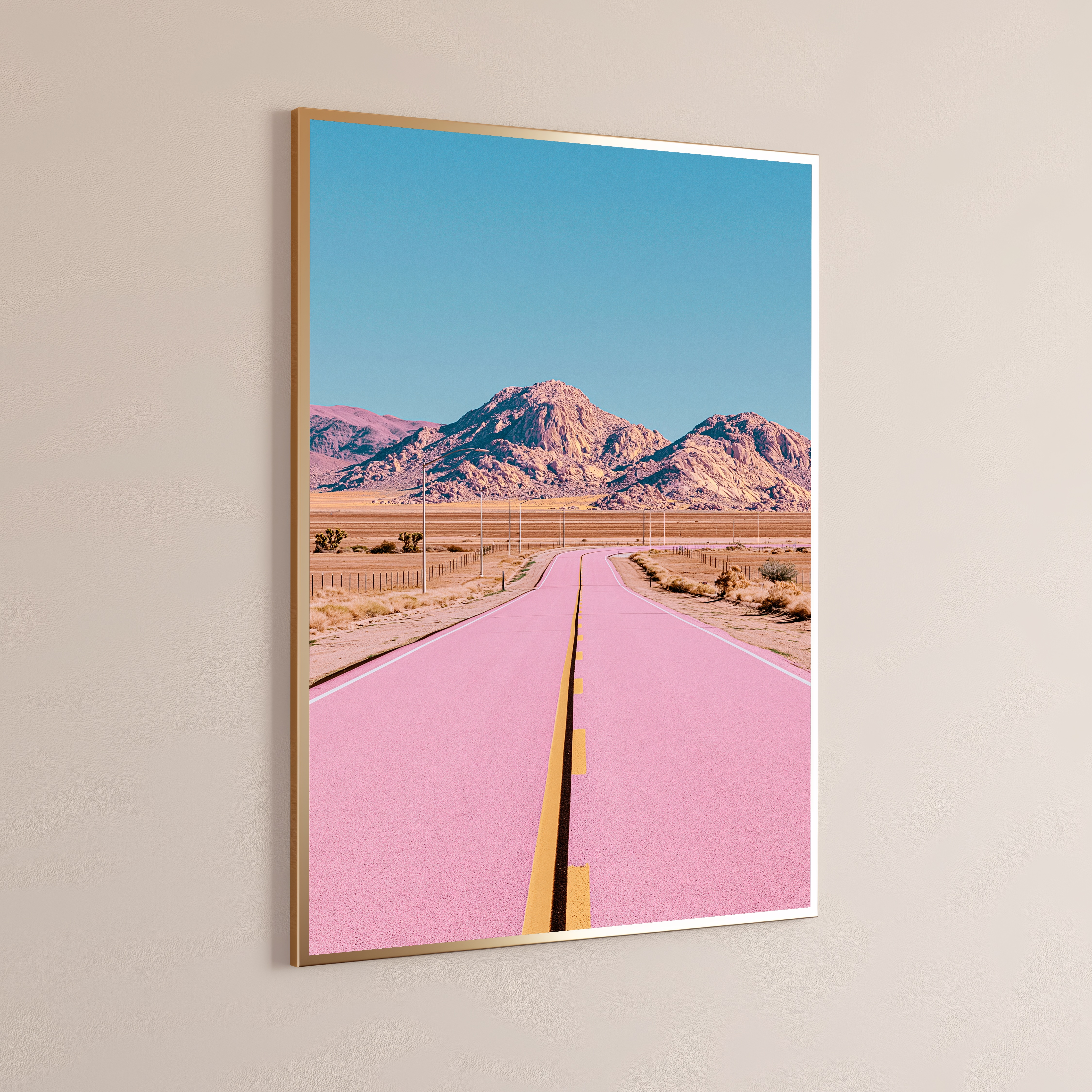 Pink Desert Highway Mountain Landscape