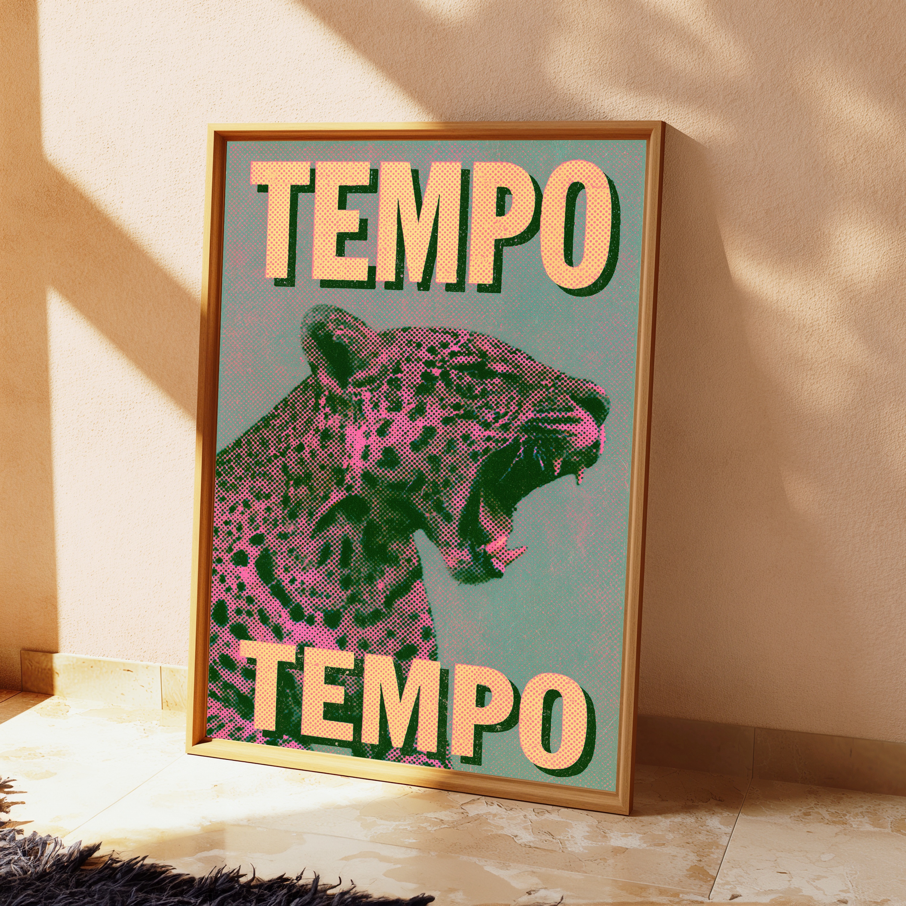 Pink Leopard Halftone Pop Art Print view 2
