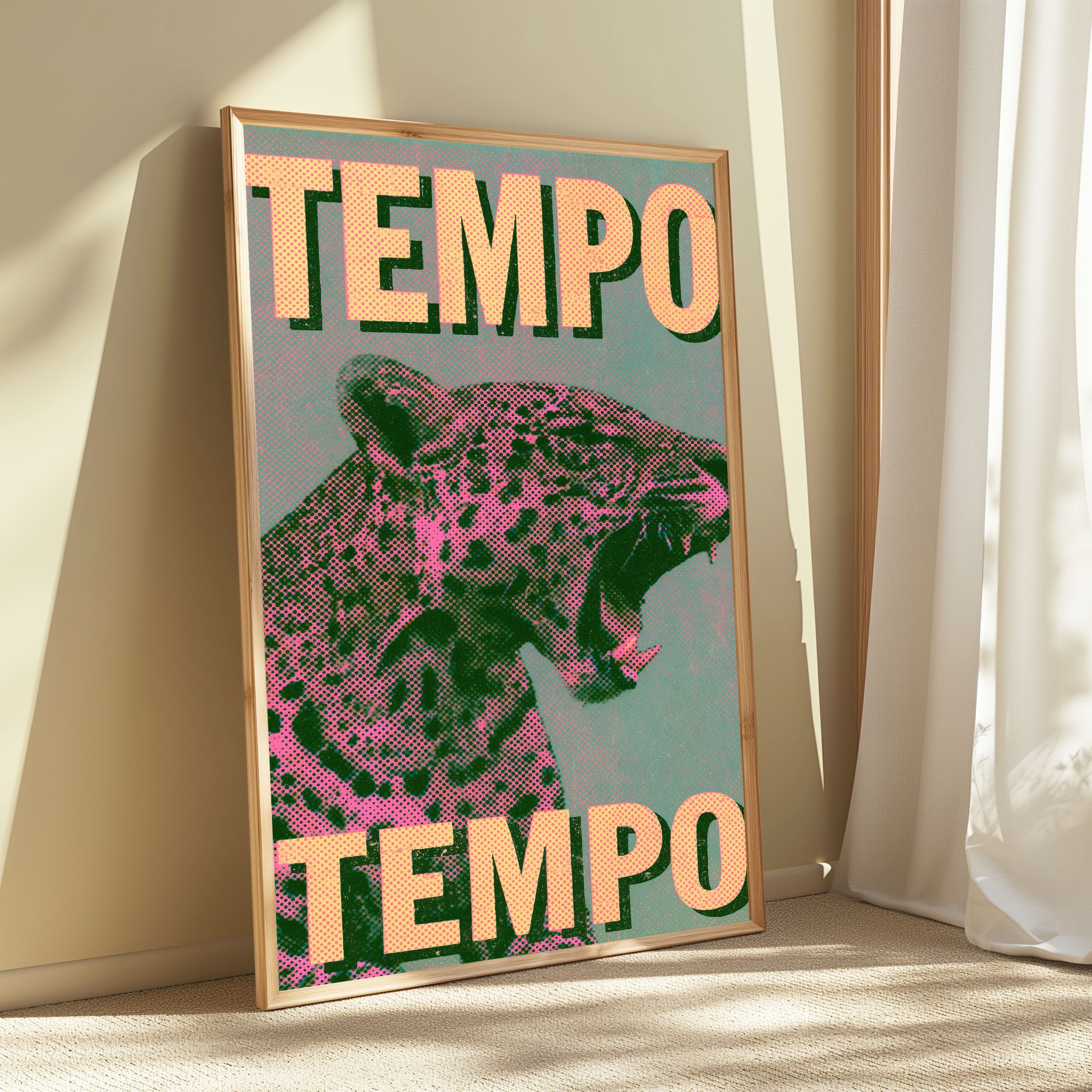 Pink Leopard Halftone Pop Art Print view 3