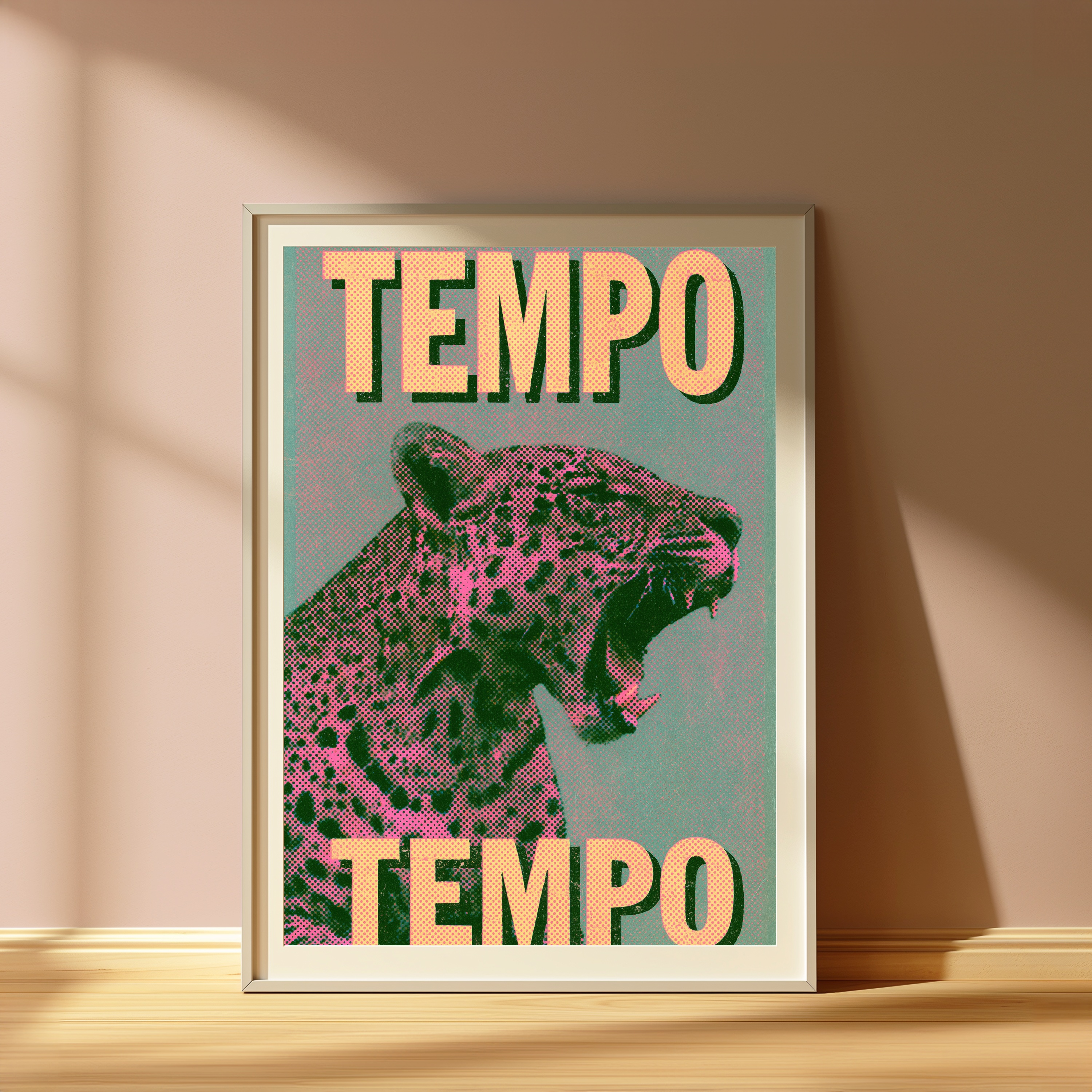 Pink Leopard Halftone Pop Art Print view 4