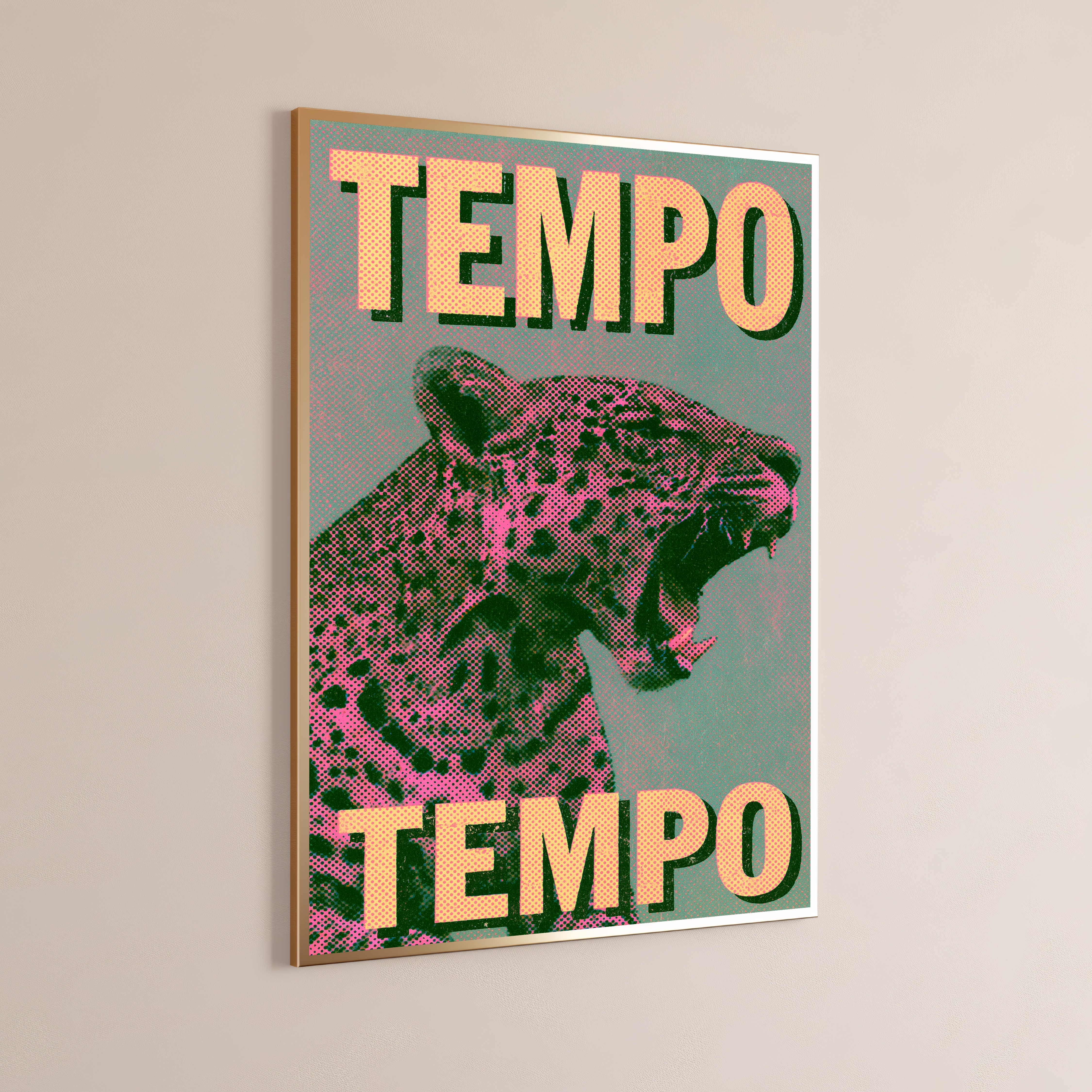 Pink Leopard Halftone Pop Art Print