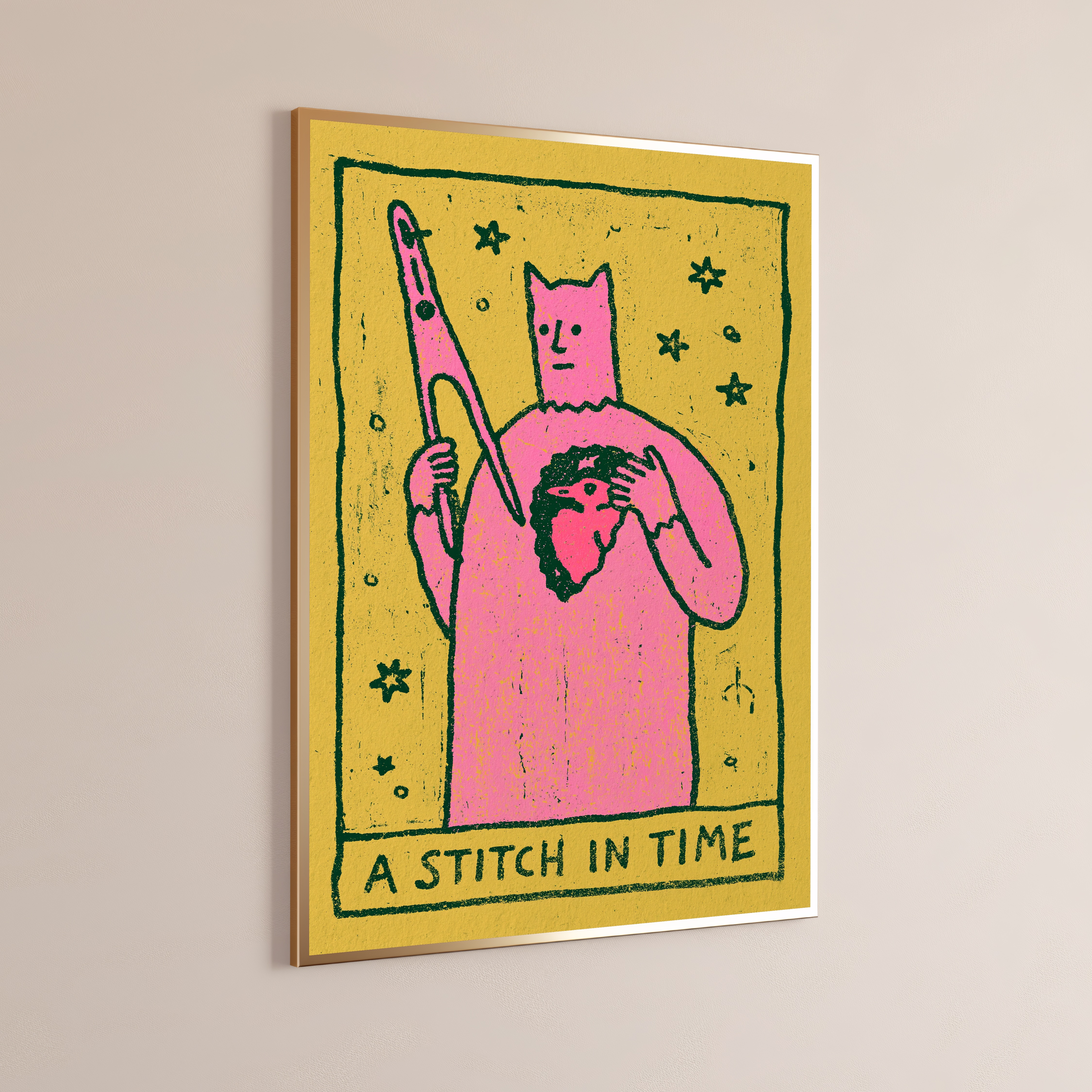 Pink Wizard Cat Tarot Card Pop Art Print