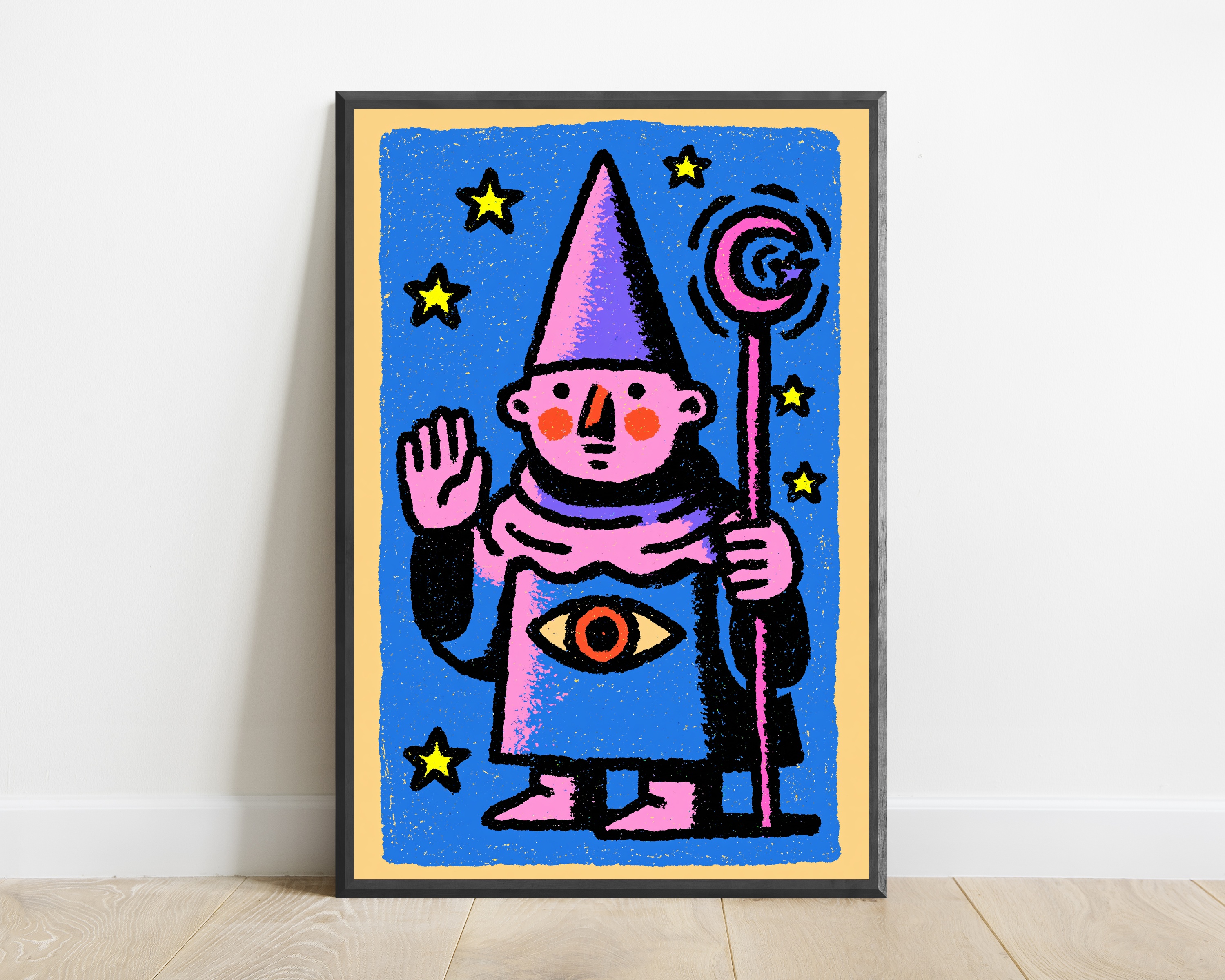 Pink Wizard Magical Spell Pop Art Print — view 1