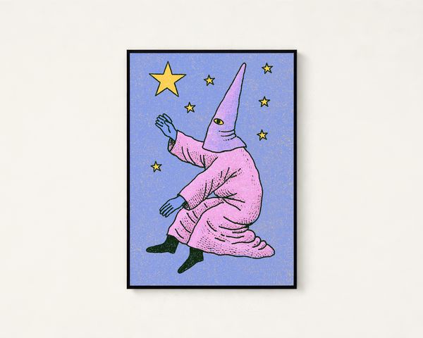 Pink Wizard Starry Sky Pop Art Print