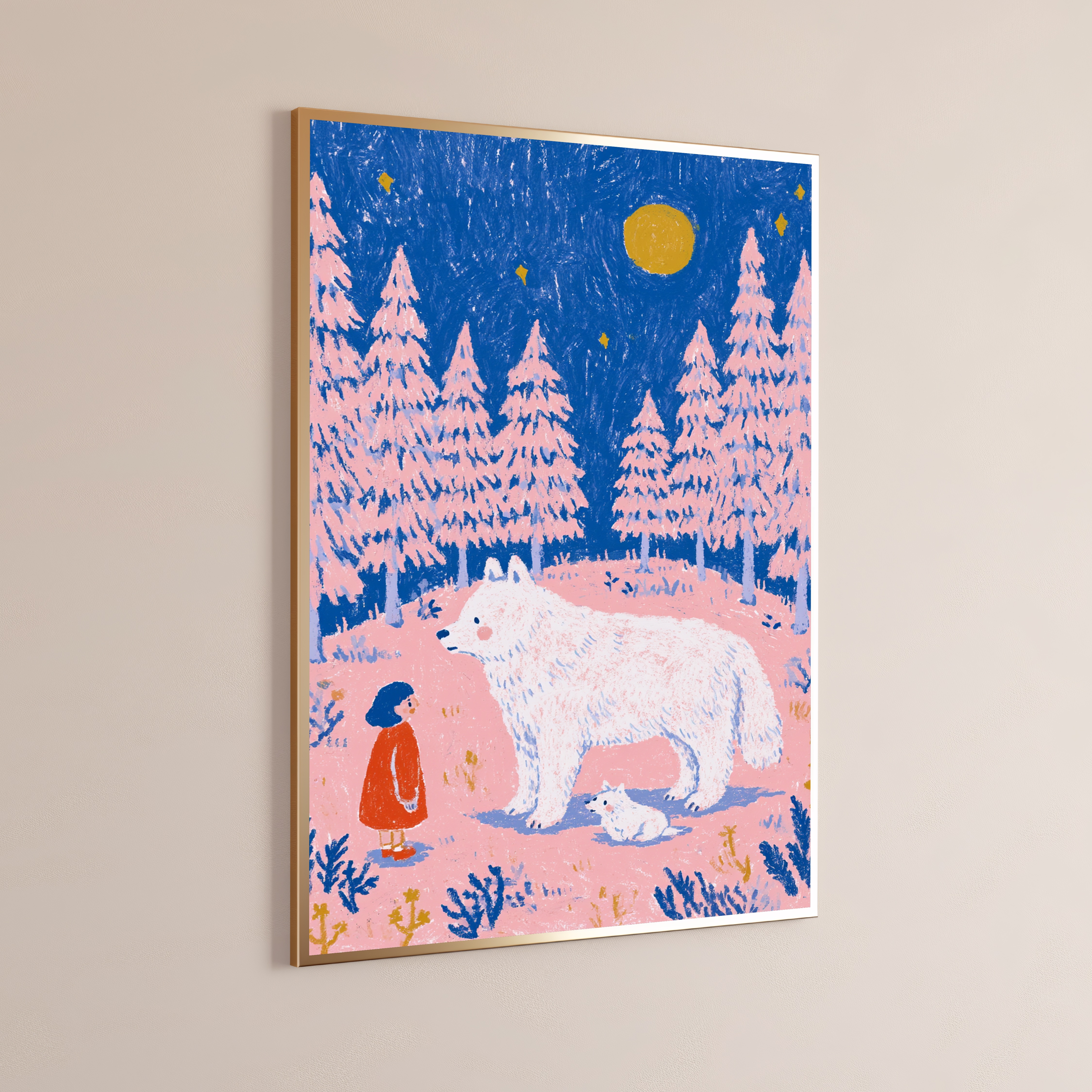 Polar Bear Winter Forest Art Print