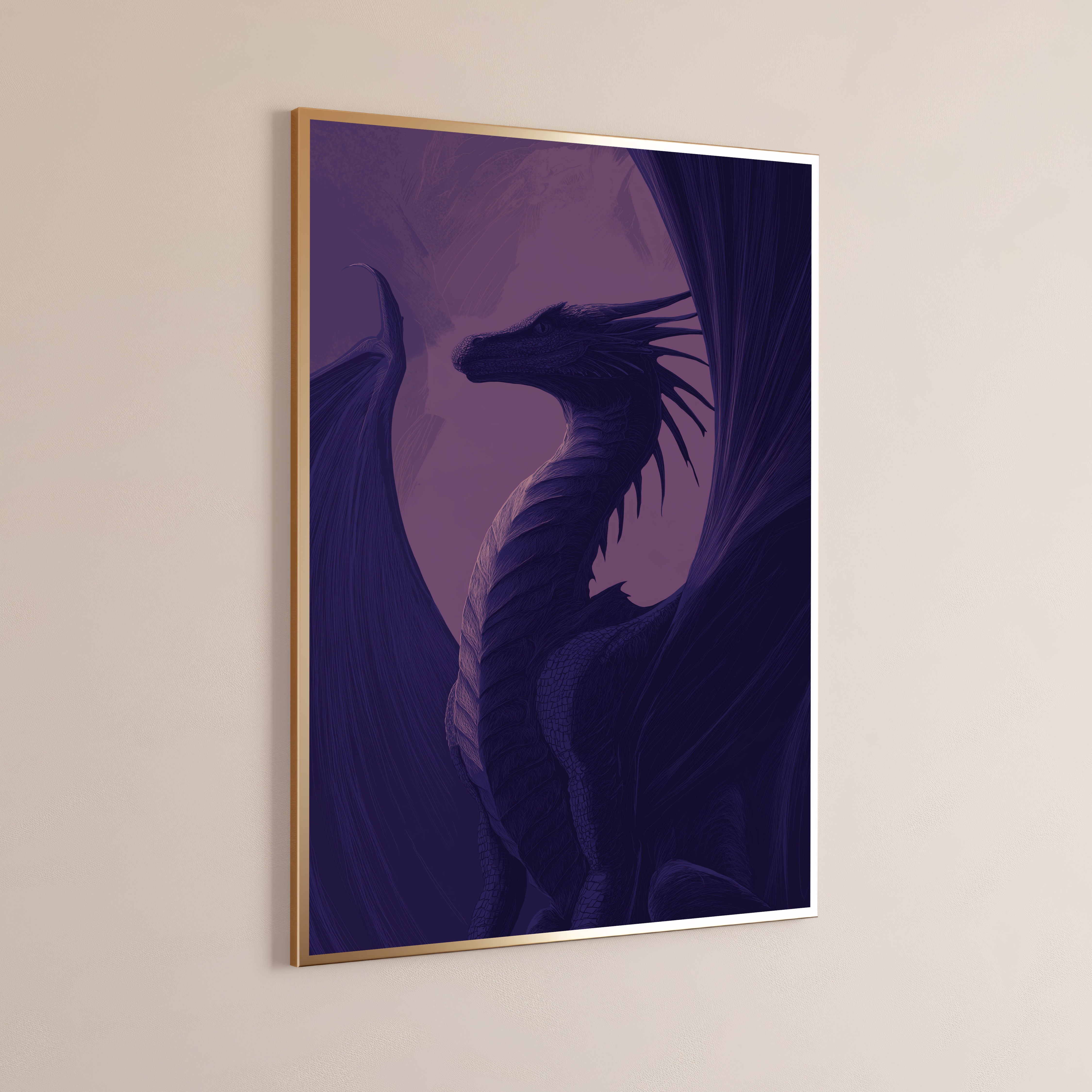 Purple Dragon Silhouette Art Print