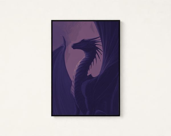Purple Dragon Silhouette Art Print