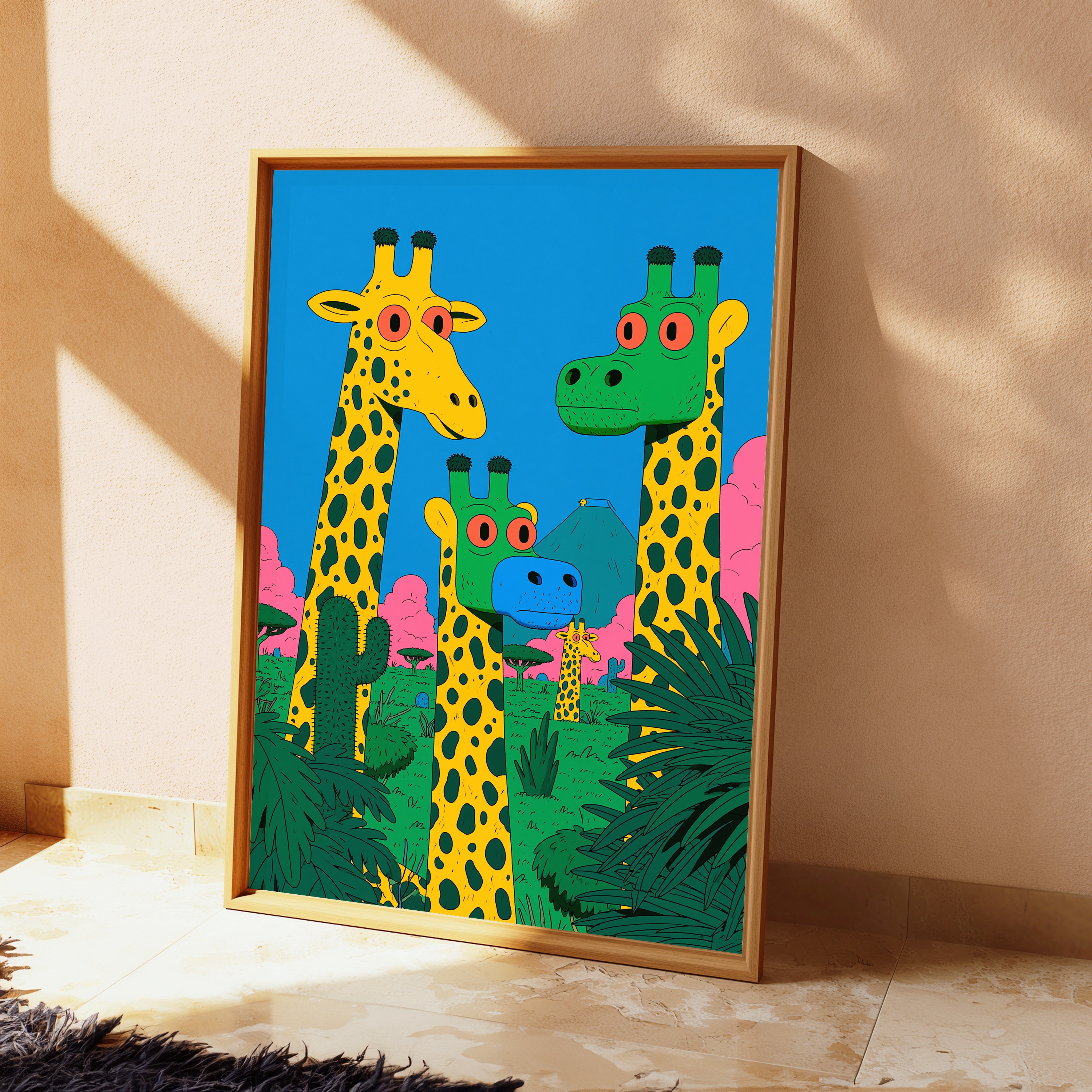 Quirky Giraffe Safari Pop Art Print view 2