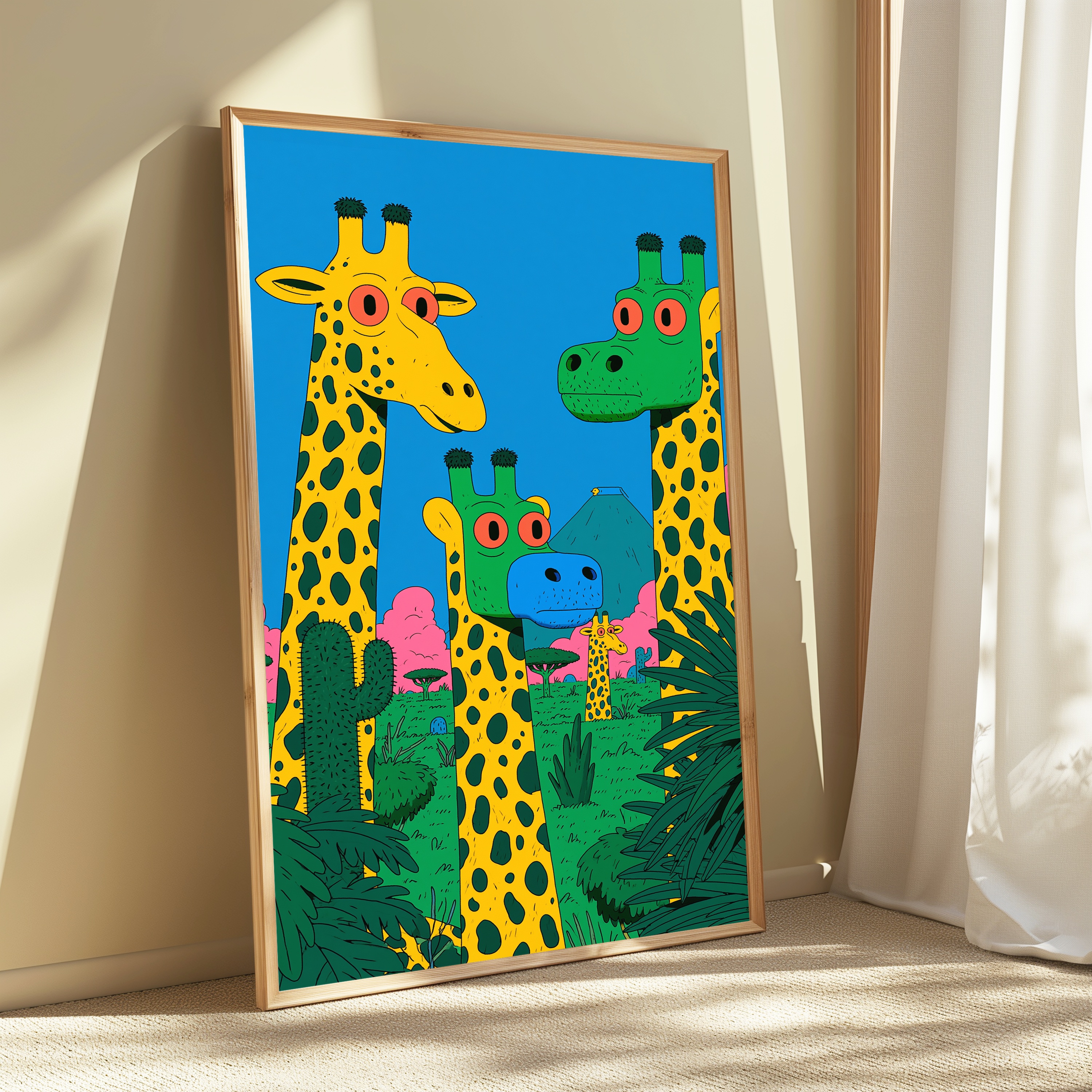 Quirky Giraffe Safari Pop Art Print view 3
