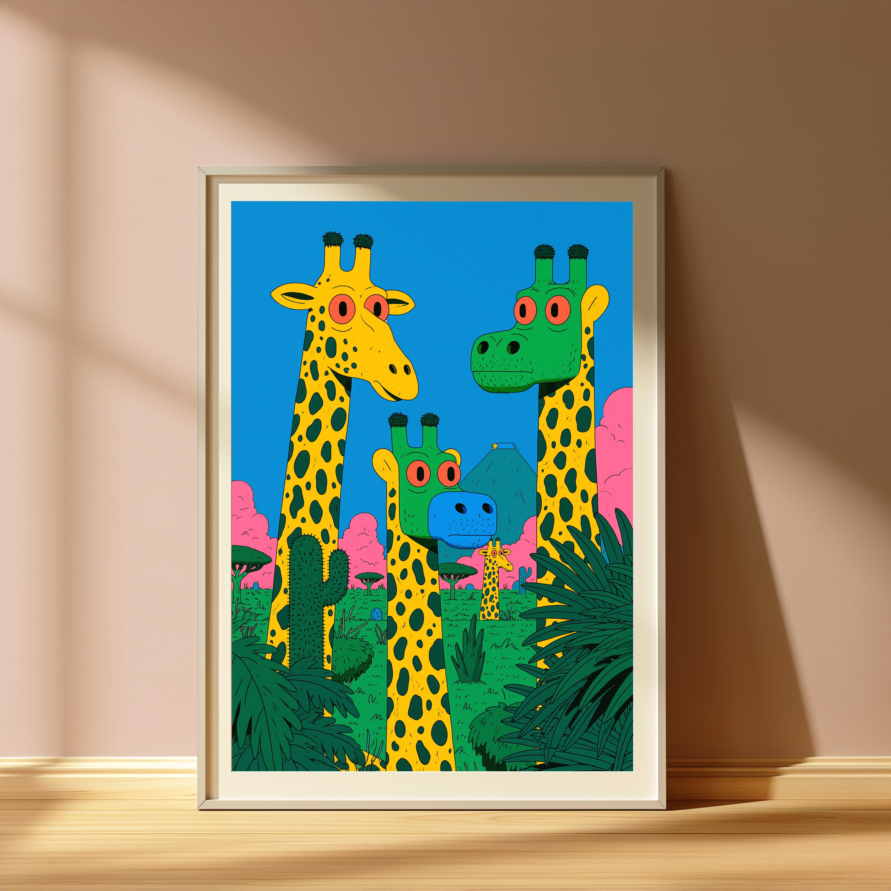 Quirky Giraffe Safari Pop Art Print view 4