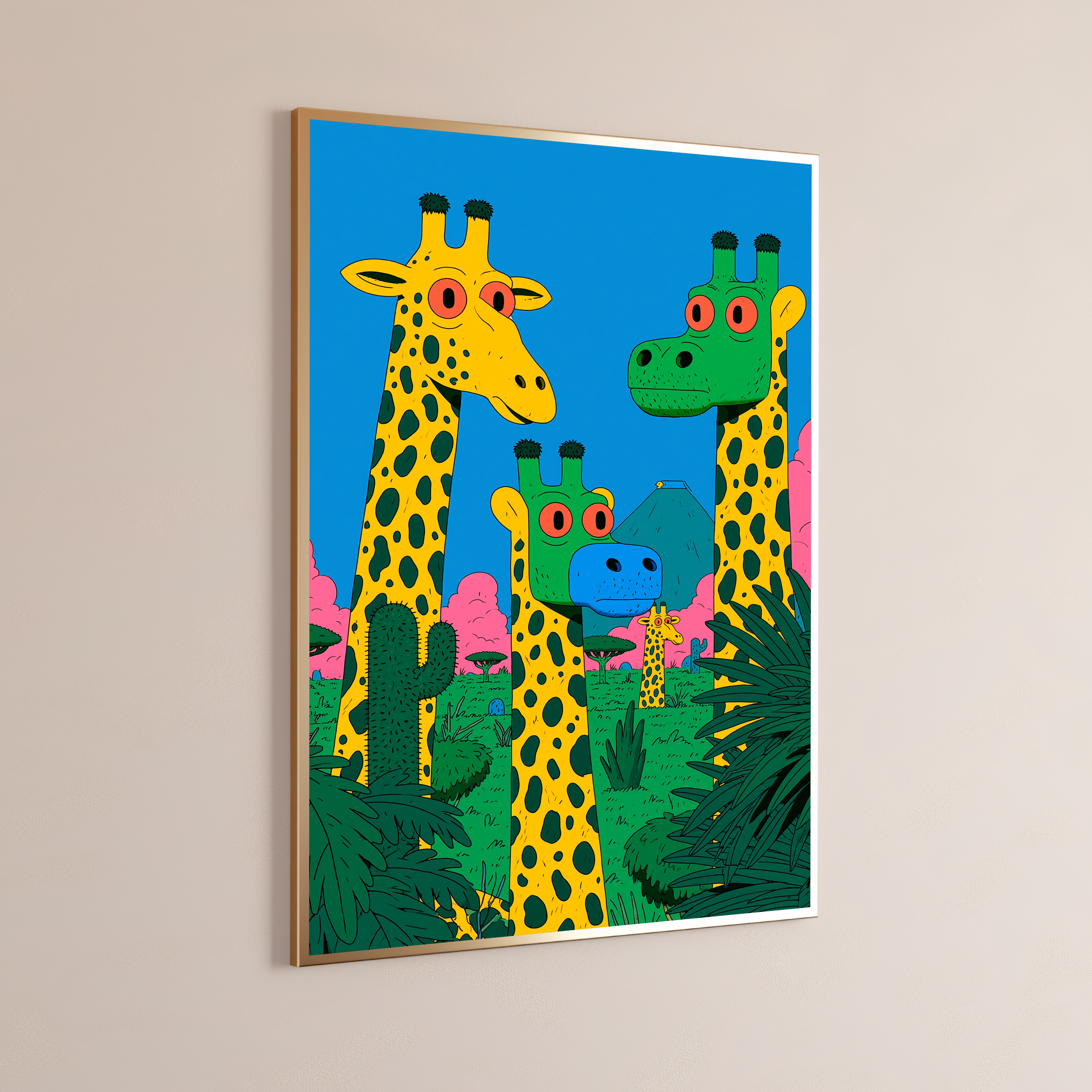 Quirky Giraffe Safari Pop Art Print
