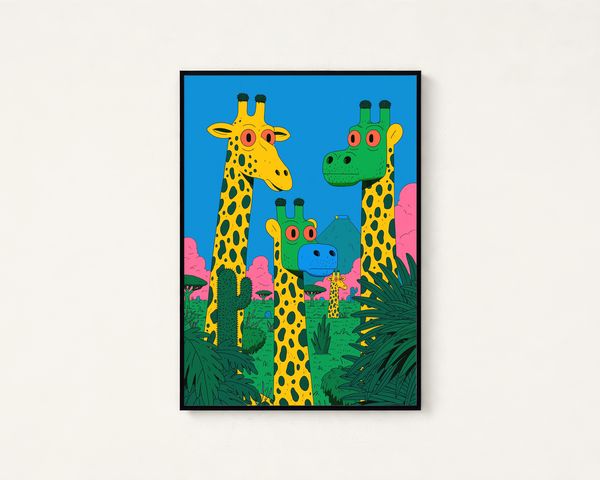 Quirky Giraffe Safari Pop Art Print