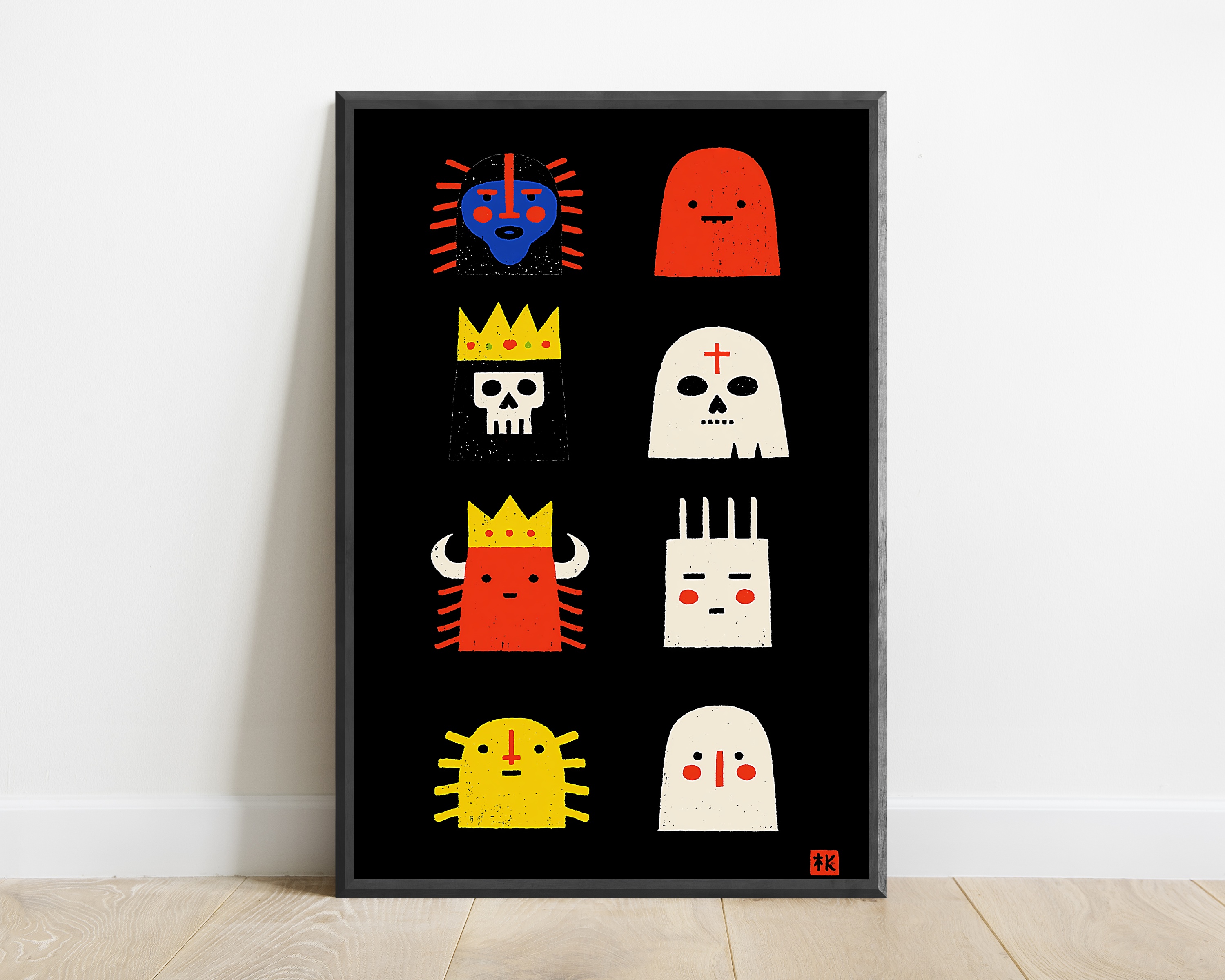 Quirky Skull & Monster Characters Art Print — view 1