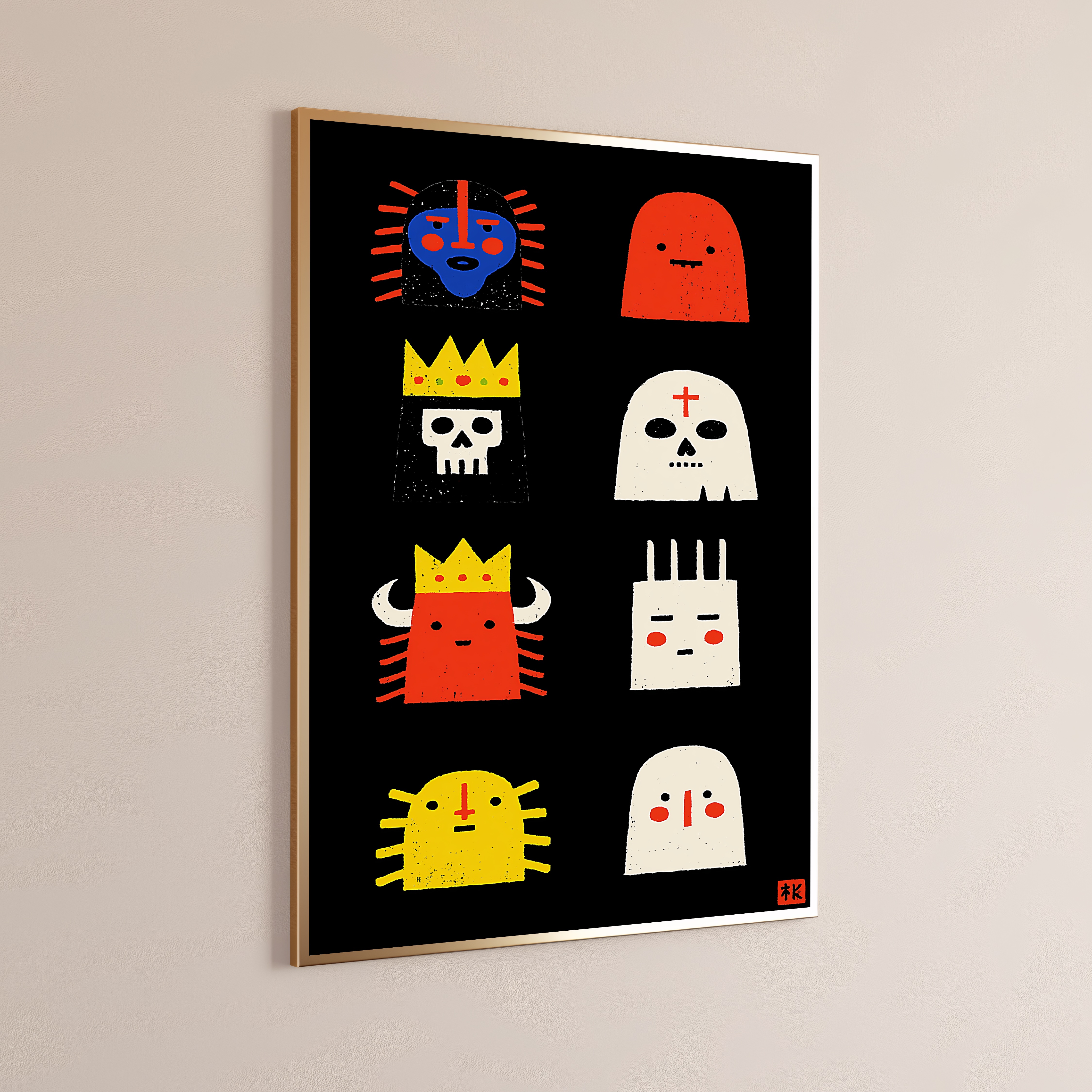 Quirky Skull & Monster Characters Art Print